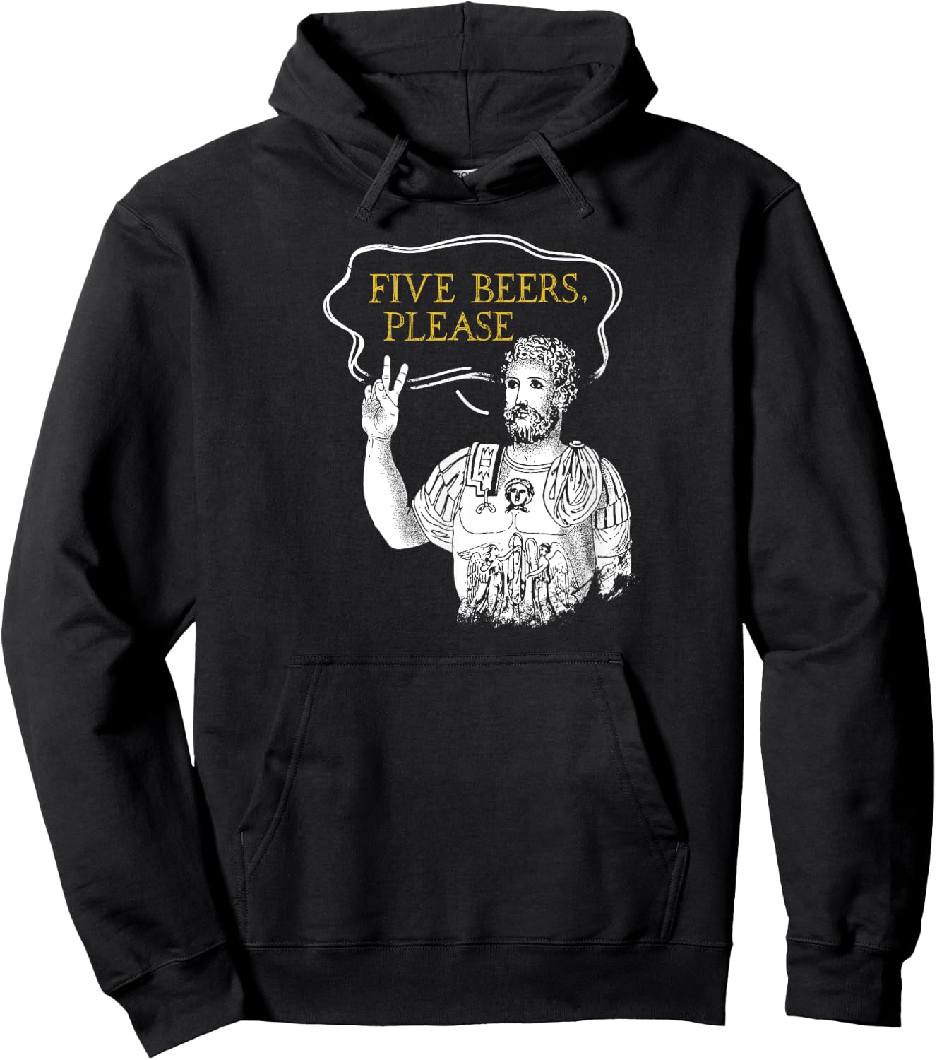 Roman Holds Up Two Fingers Says Five Beers Rome History Beer Hoodie - Hoodie | Black