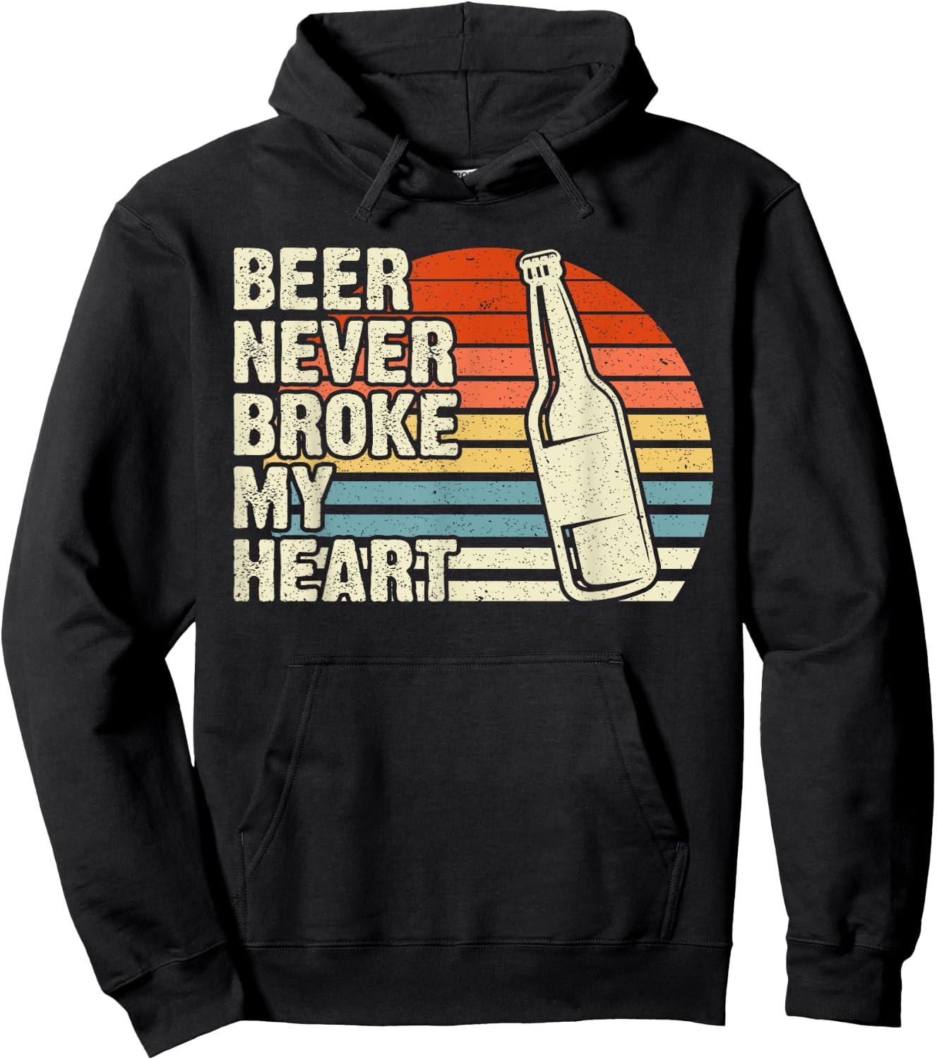 Vintage Retro Beer Never Broke My Heart Funny Drinking Hoodie - Hoodie | Black