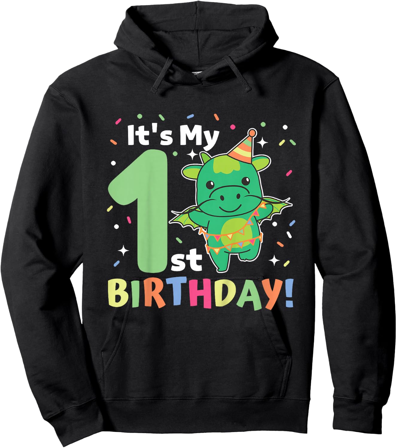 Kids 1st Birthday Dragon For Kids One Year Old Dragon Hoodie - Hoodie | Black