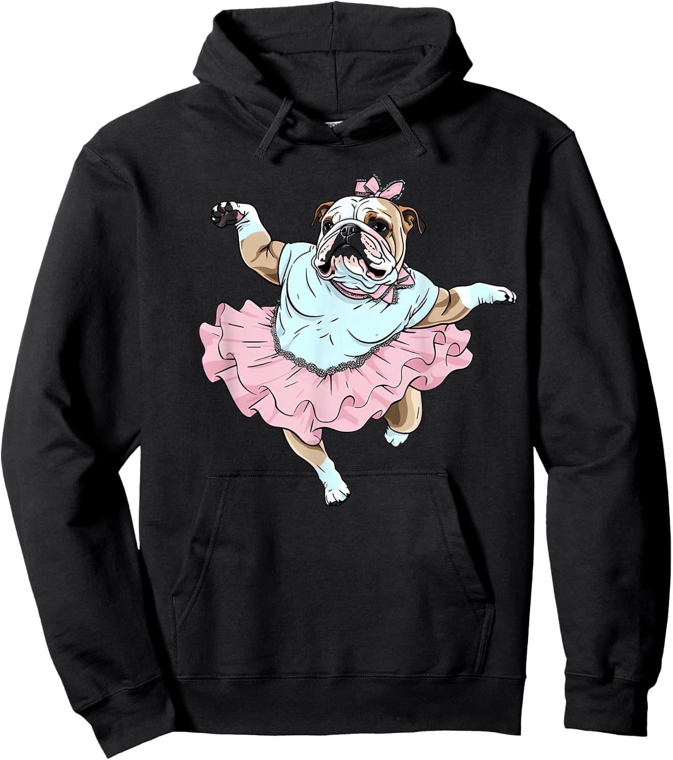 English Bulldog Ballerina Funny Dog Ballet Women Kids Hoodie - Hoodie | Black