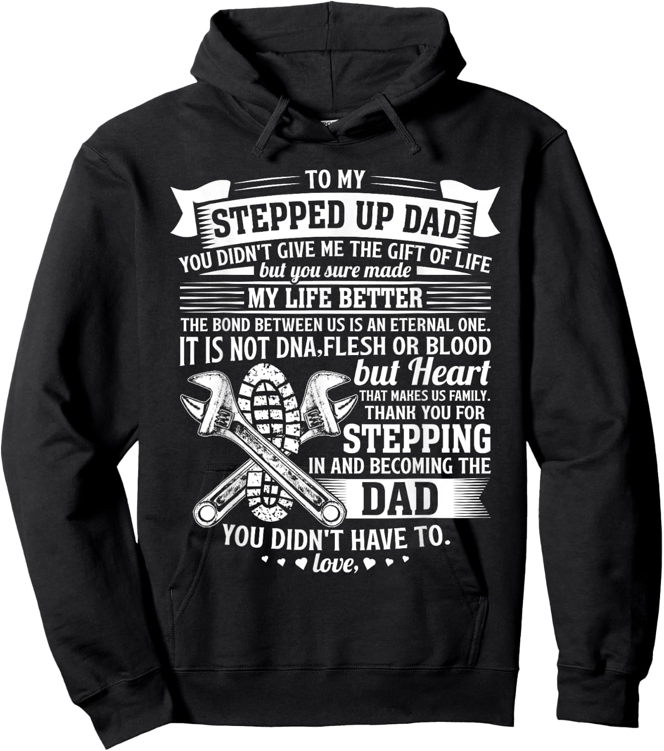 Mechanic stepdad fathers day birthday gifts step dad men Hoodie - Hoodie | Black