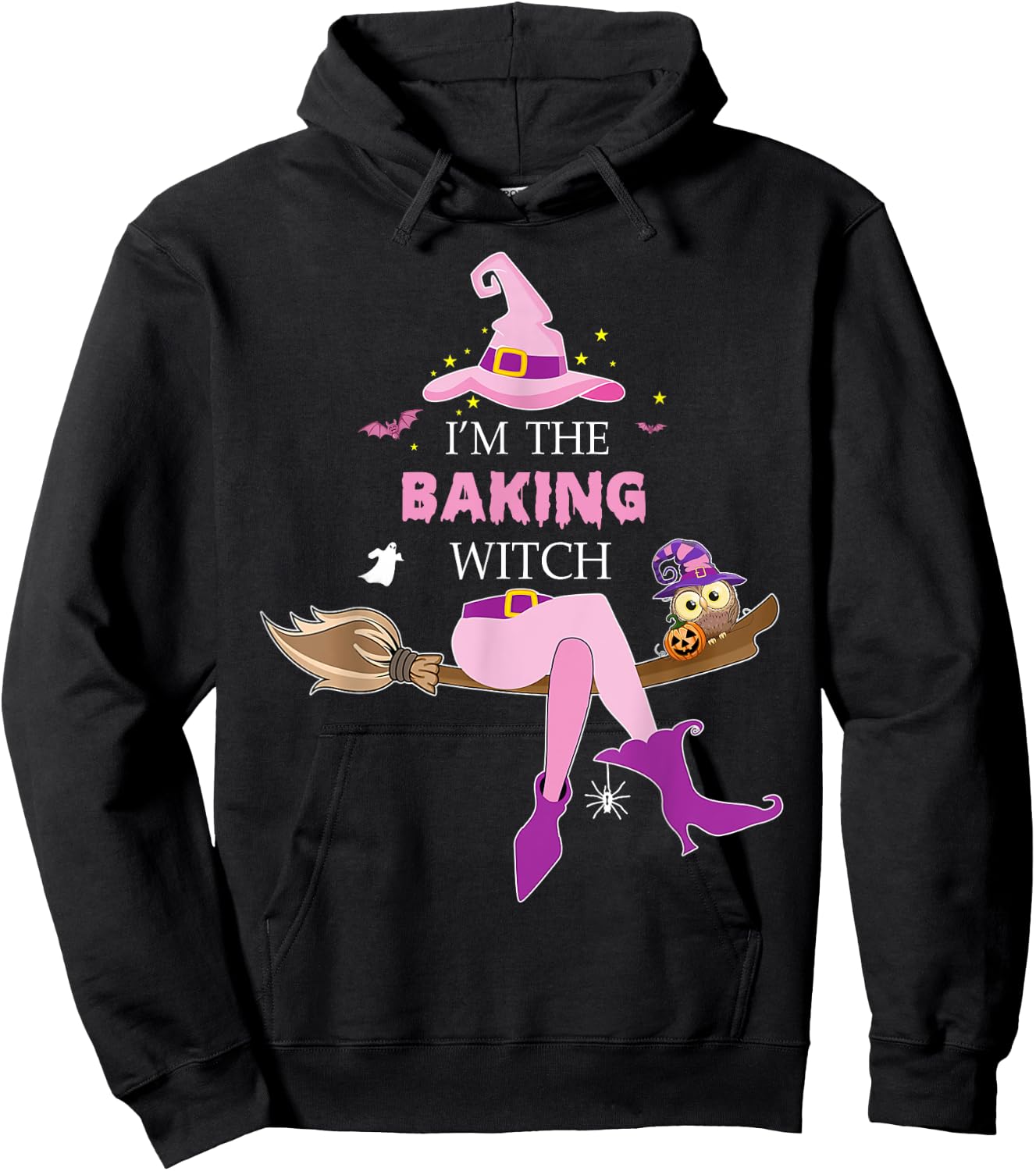 The baking witch riding broom halloween costume baker Hoodie - Hoodie | Black