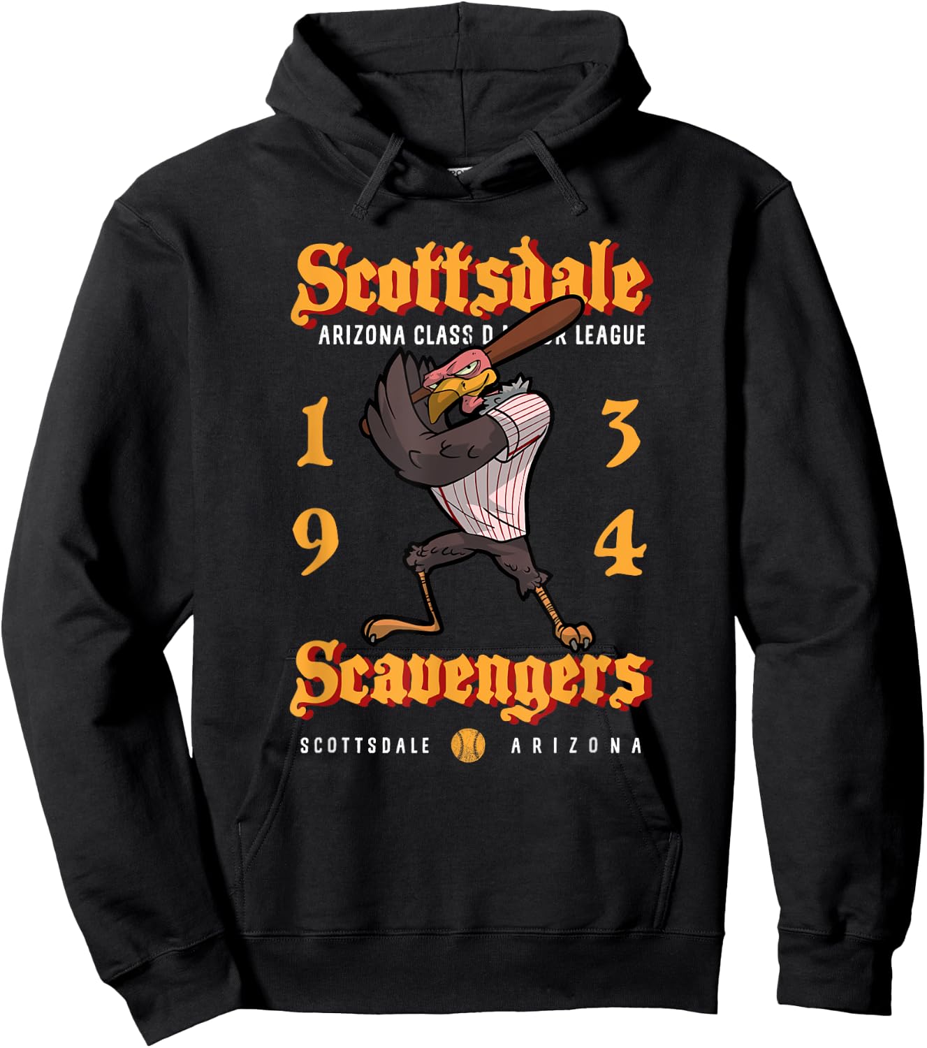 Scottsdale Scavengers Minor League Retro Baseball Team Hoodie - Hoodie | Black