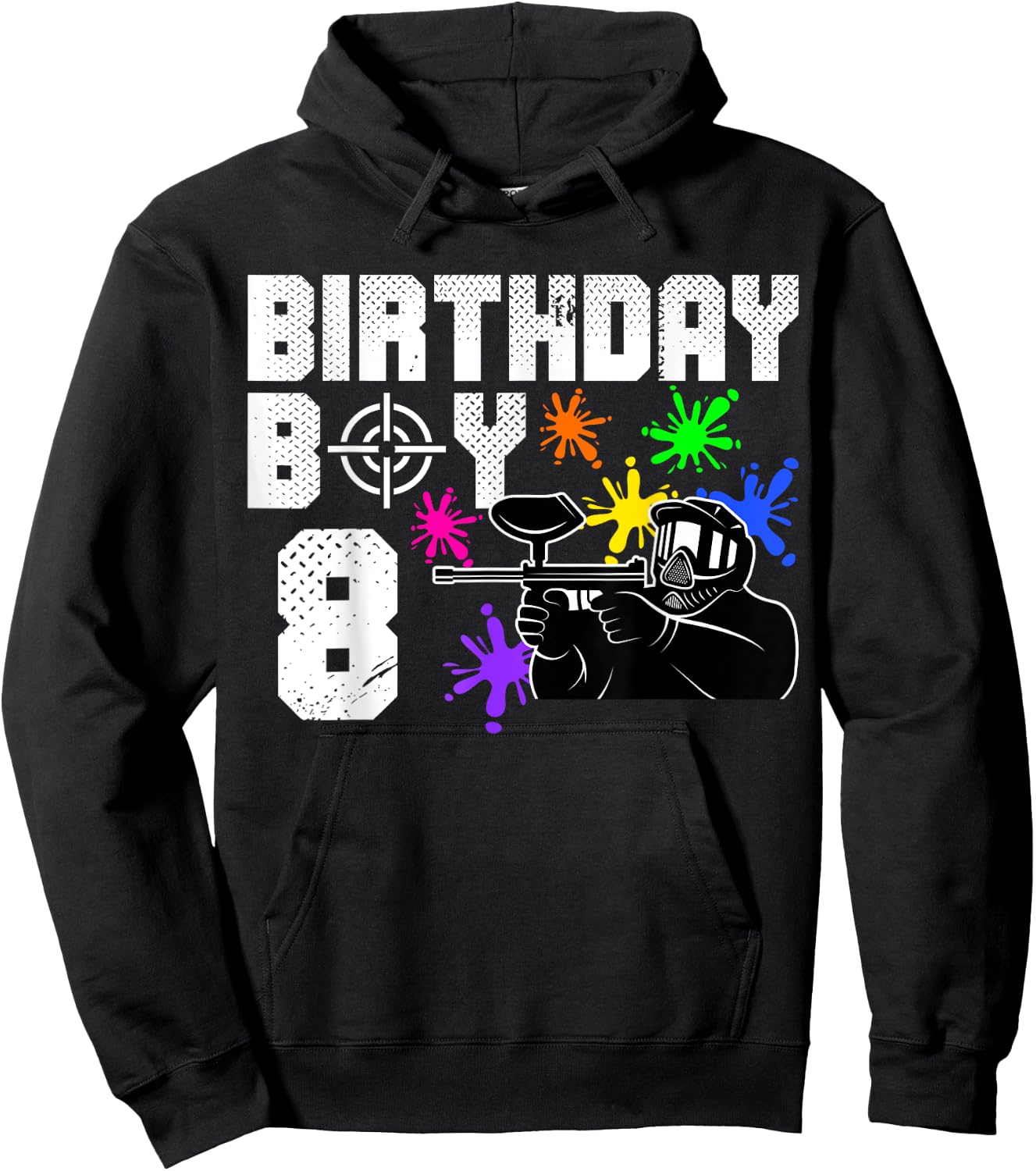 8th Birthday Paintball Outdoor Sport 8 Year Old Funny B-Day Hoodie - Hoodie | Black