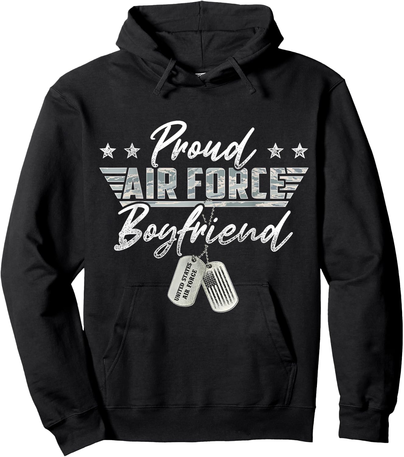 Proud Air Force Boyfriend Military Air Force Family Matching Hoodie - Hoodie | Black