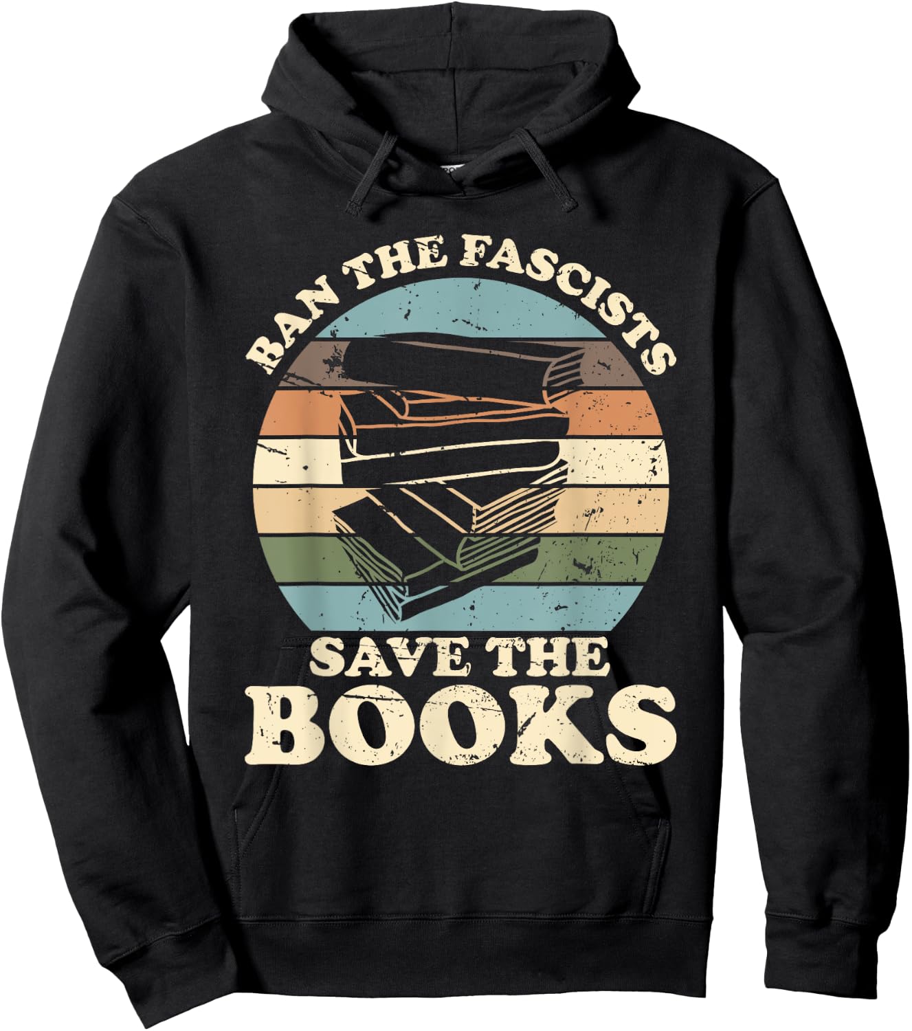 Ban the Fascists Save the Books Funny Book Lover Worm Nerd Hoodie - Hoodie | Black