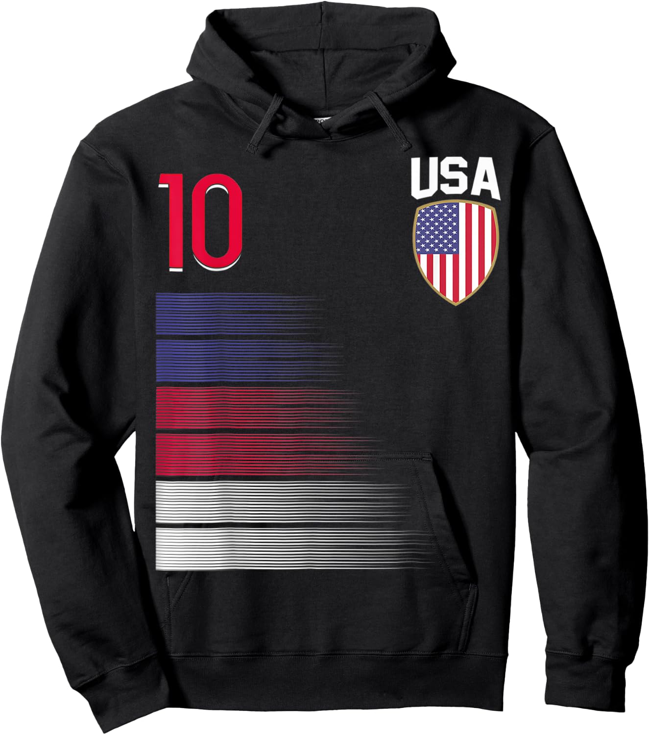 USA Soccer Ball Flag Jersey Hoodie - Hoodie | Black