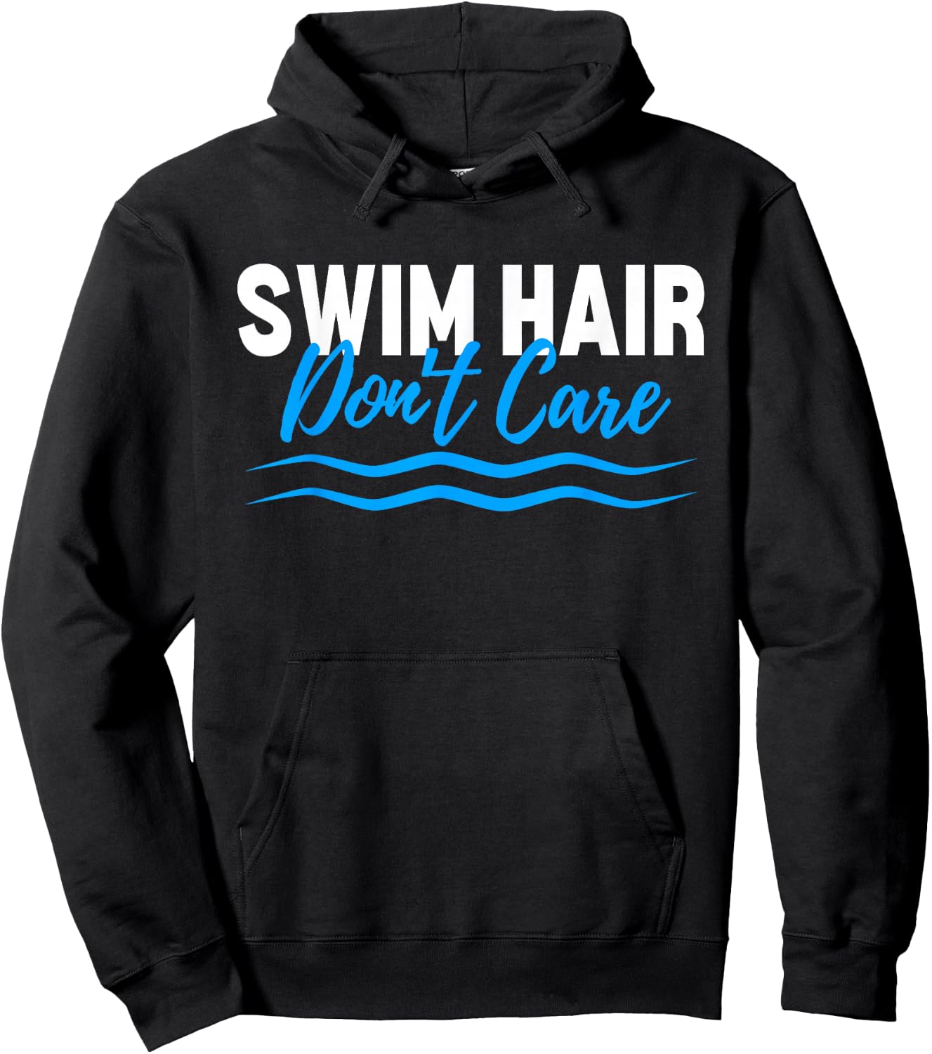 Swim Hair Don't Care Funny Swimming Saying Swimmer Hoodie - Hoodie | Black