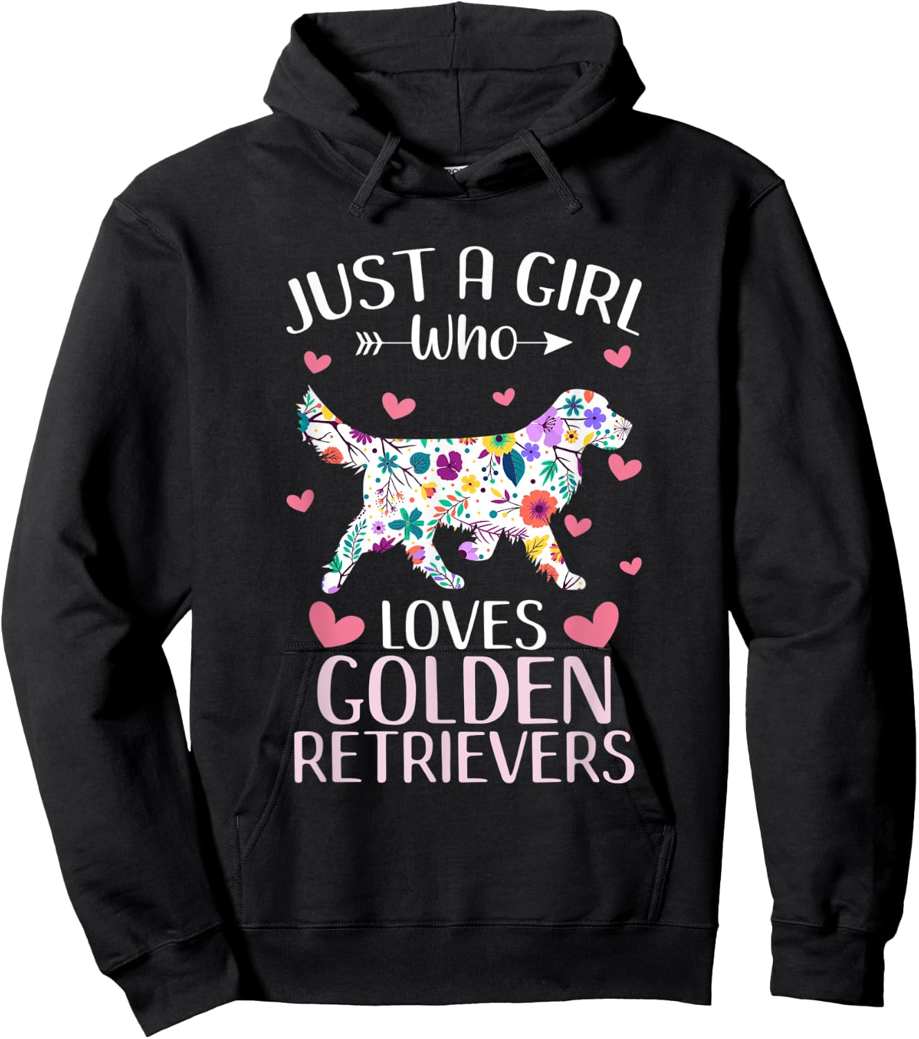 Just A Girl Who Loves Golden Retrievers Cute Dog Lover girls Hoodie - Hoodie | Black