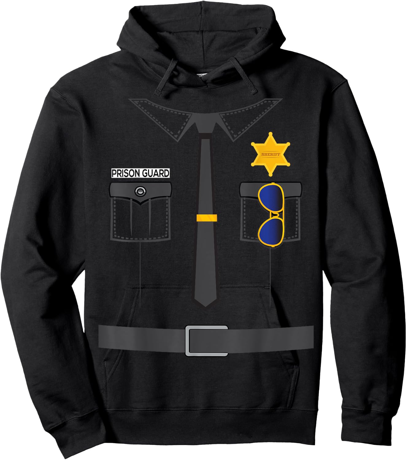 Prison Guard Correctional Officer Easy Halloween Costume Fun Hoodie - Hoodie | Black