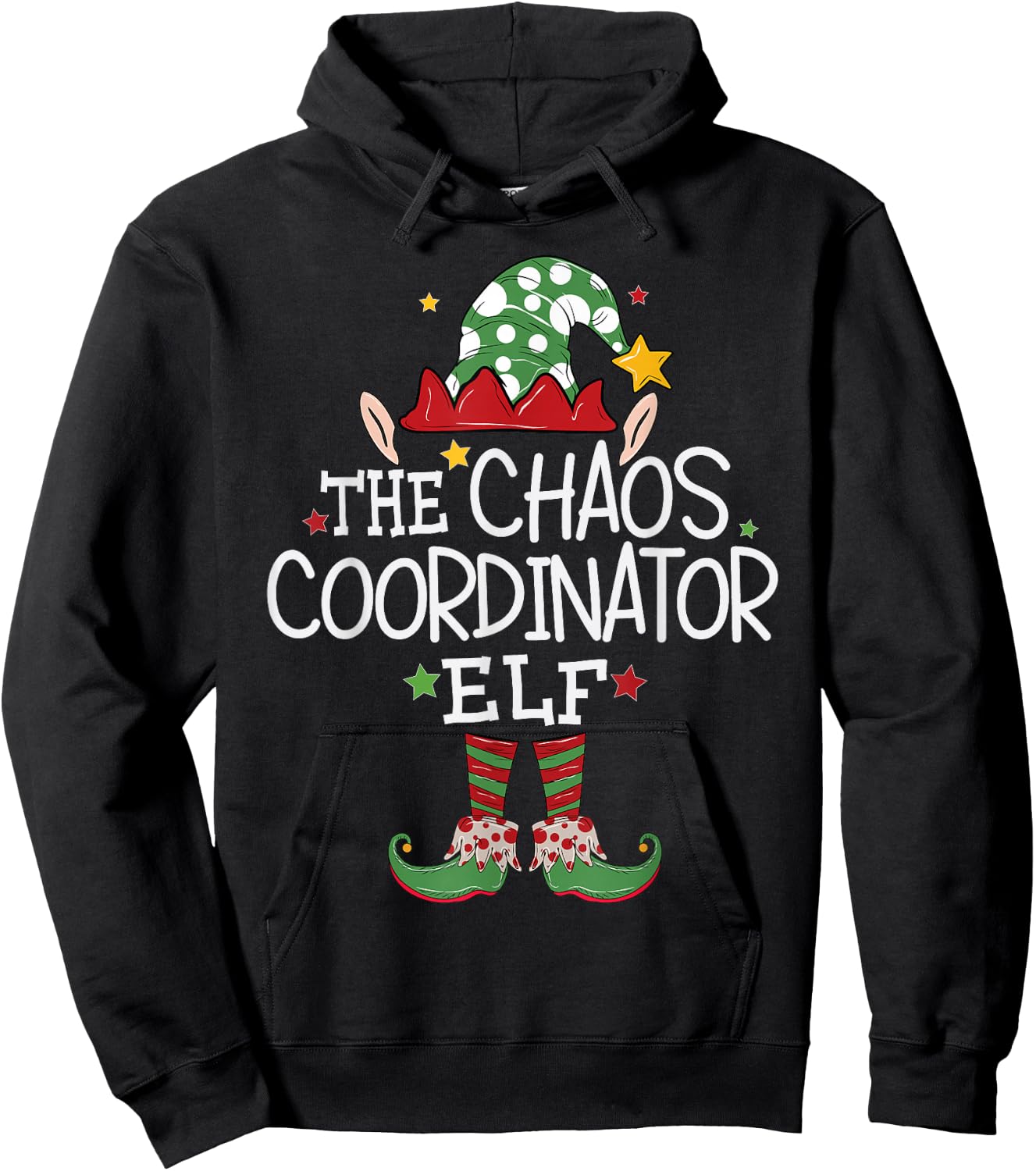 I'm The Chaos Coordinator Elf Funny Christmas Matching Elf Hoodie - Hoodie | Black