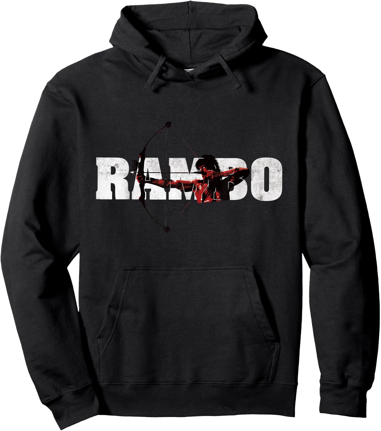 Rambo , Men's Grey Short Sleeve Modern Classic Fit Bow Hoodie - Hoodie | Black