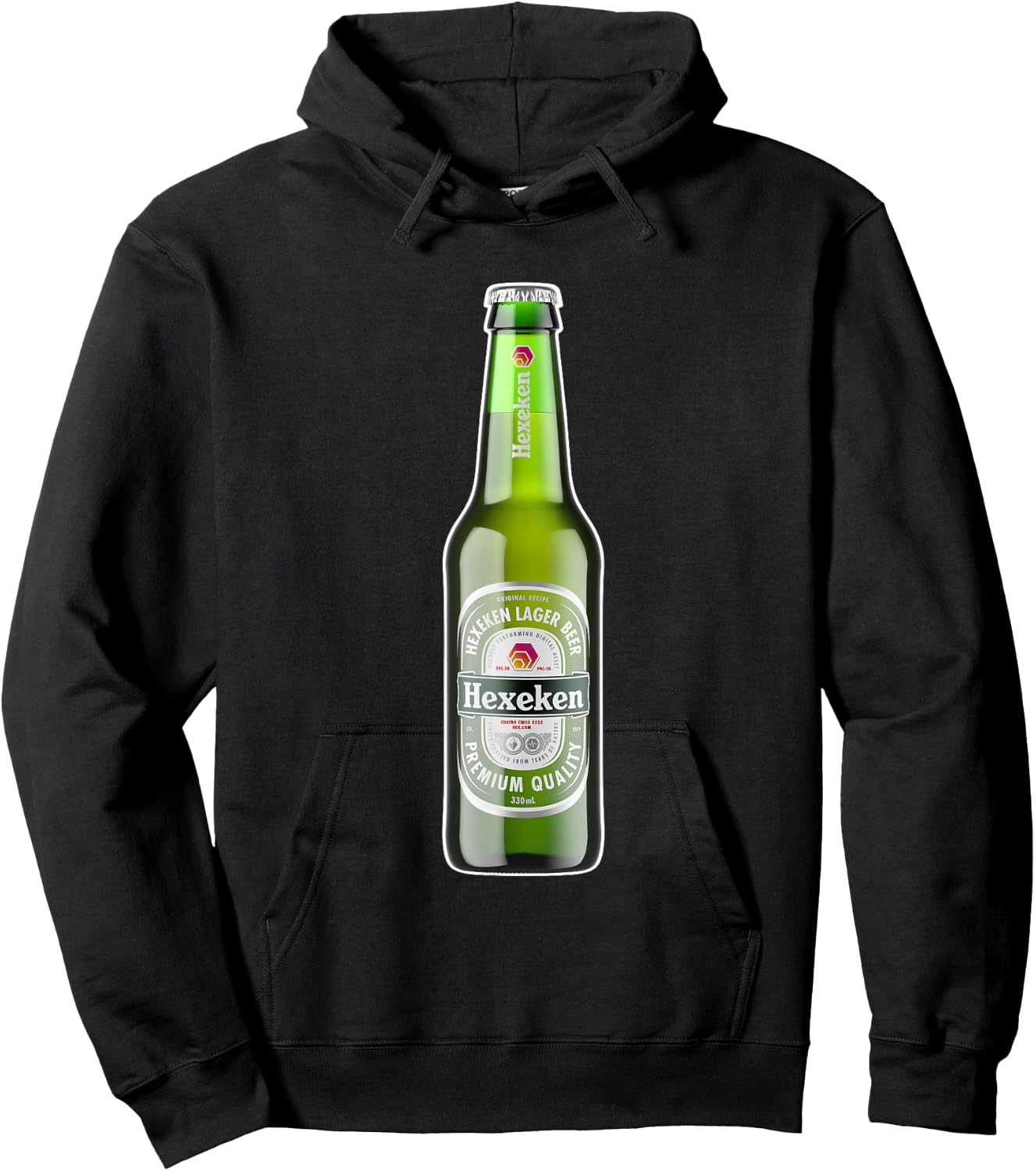HEX Crypto Hexeken Lager Beer Brand Parody Bottle Hexican Hoodie - Hoodie | Black