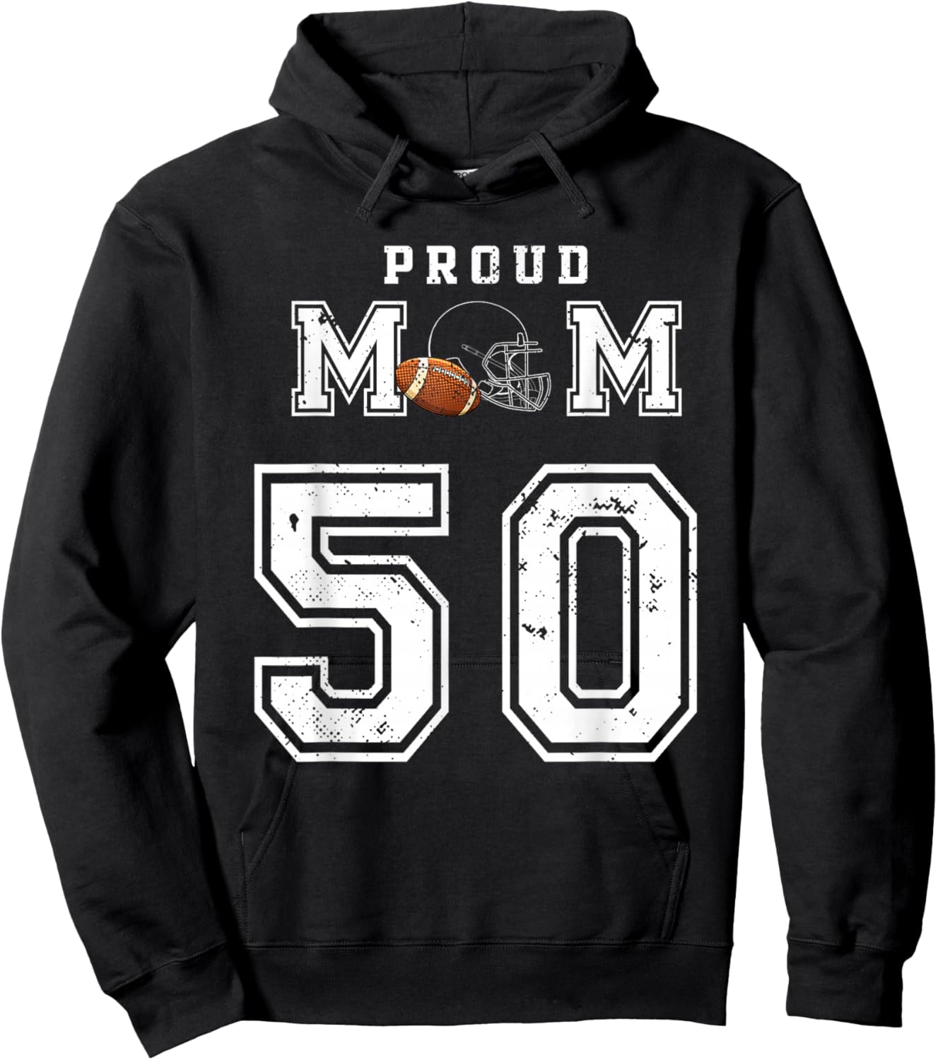 Custom Proud Football Mom Number 50 Personalized Hoodie - Hoodie | Black
