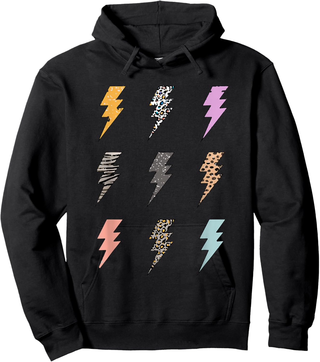 Lightning Bolt Leopard Zebra Cheetah Shirt, Lightning Bolt Hoodie - Hoodie | Black
