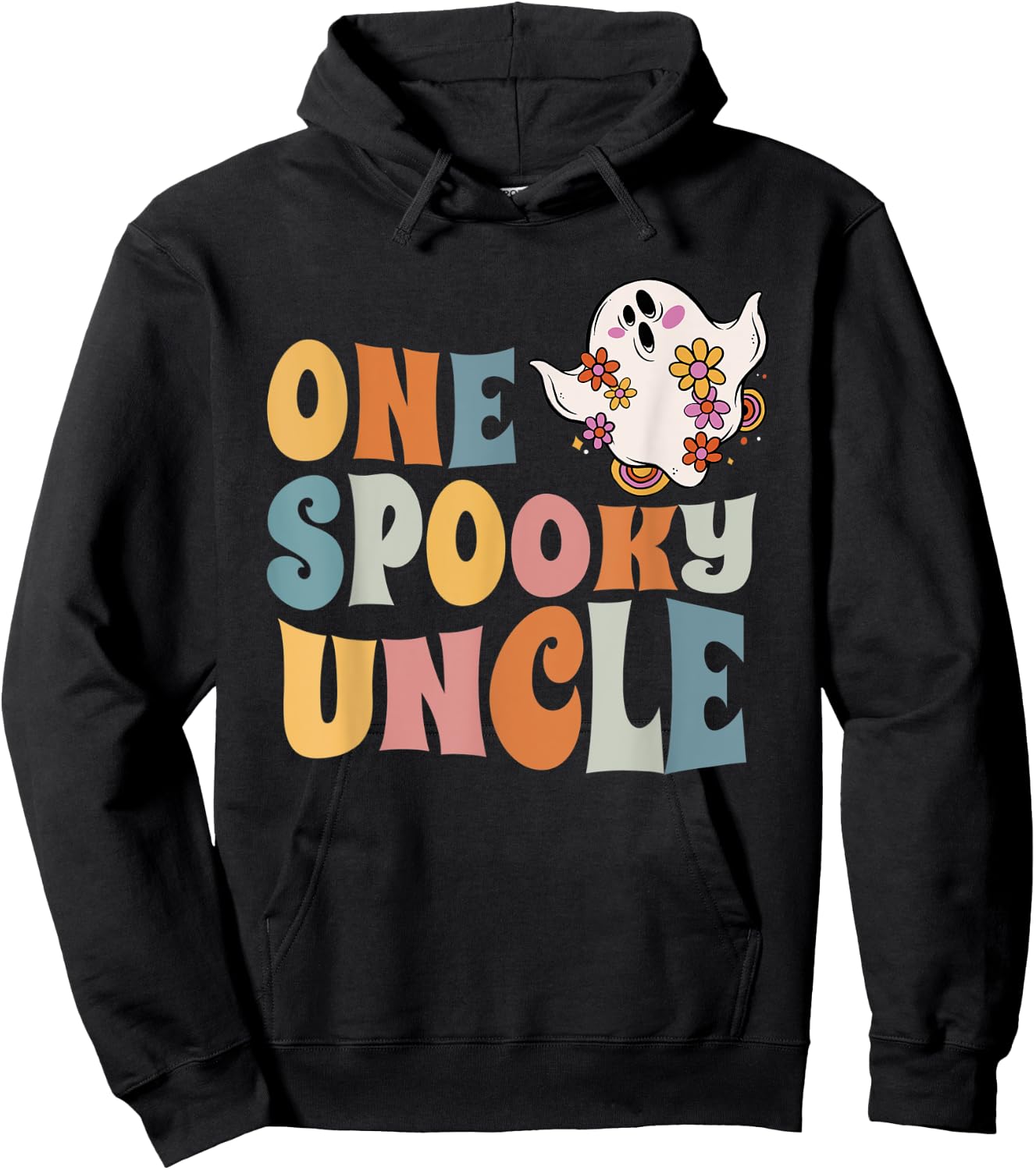 One Spooky Uncle Groovy Halloween Costume Hoodie - Hoodie | Black