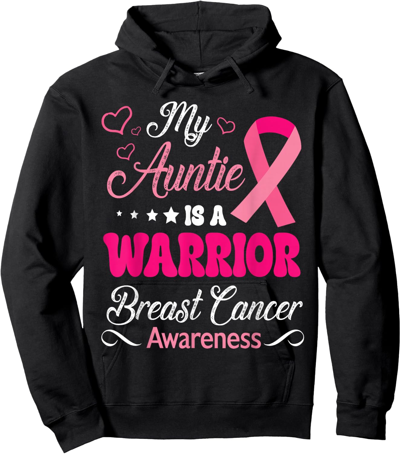 My Auntie Is A Warrior Breast Cancer Awareness Survivor Help Hoodie - Hoodie | Black