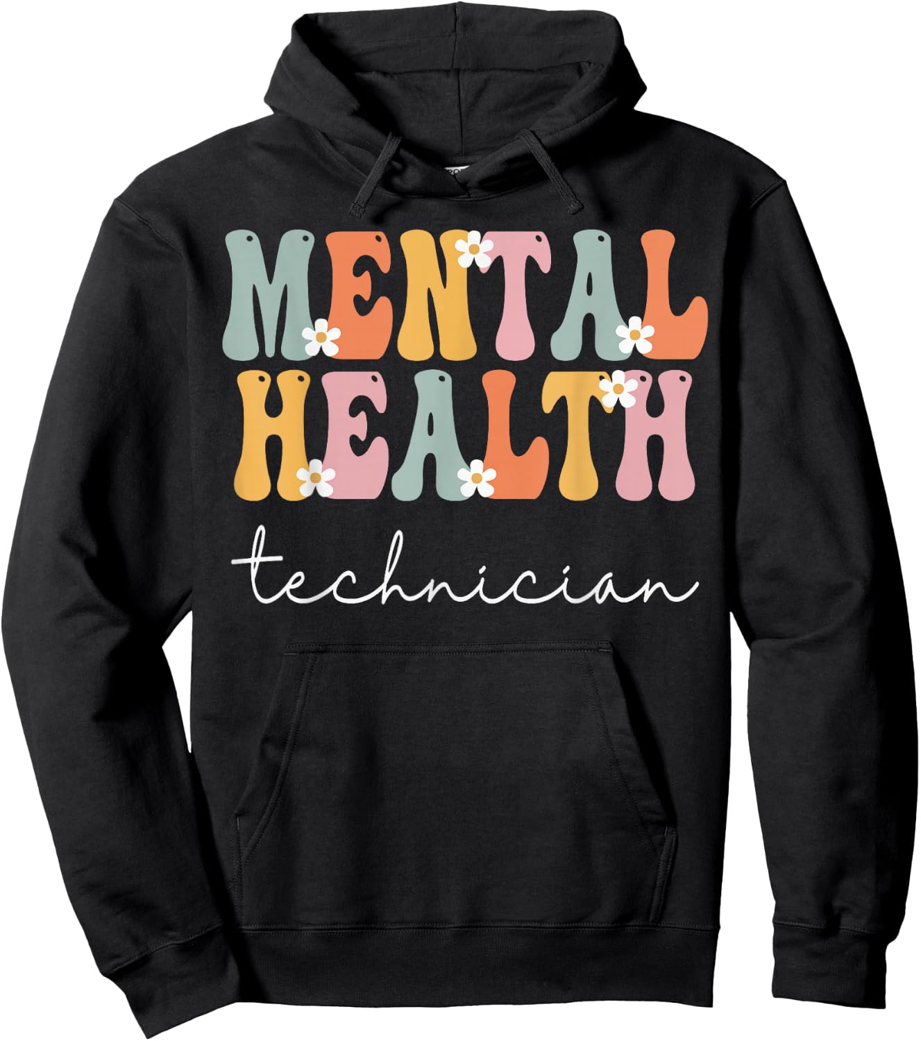 Mental Health Technician Week Groovy Appreciation Day Women Hoodie - Hoodie | Black