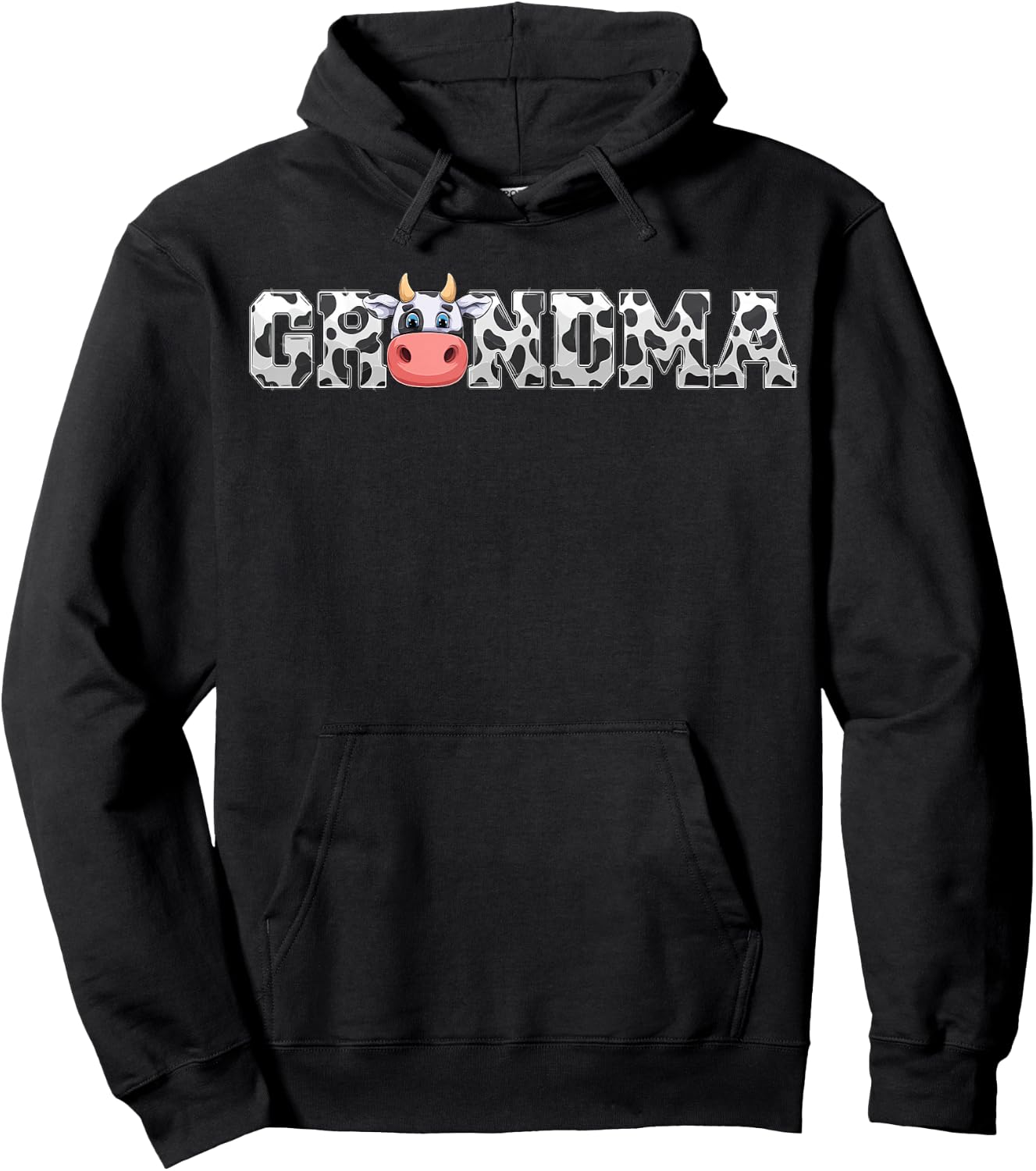 Grandma Cow Print Cowboy Animal Pattern Farmer Cow Grandma Hoodie - Hoodie | Black