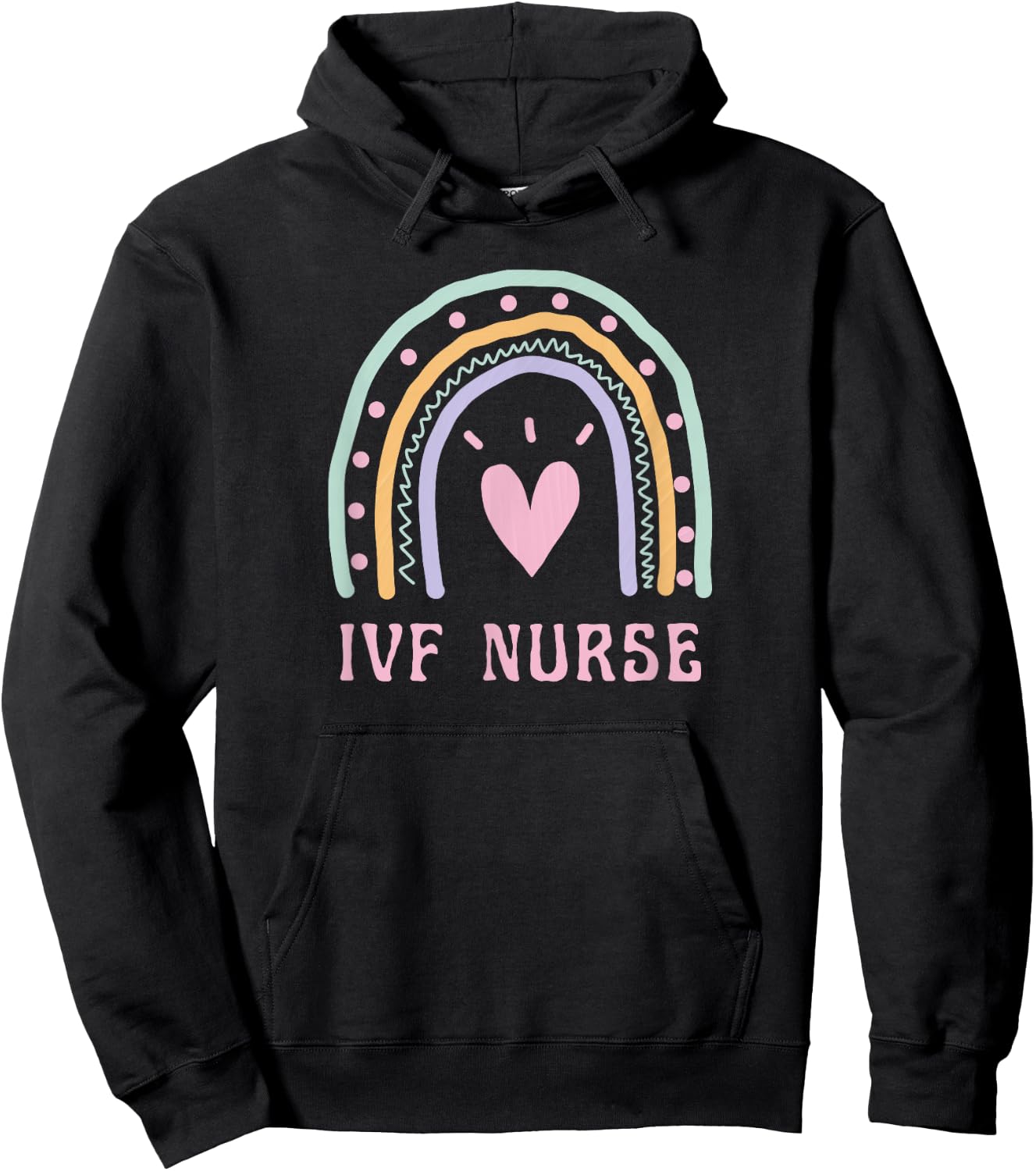 IVF Nurse Cute Pink Rainbow Nursing Healthcare Fertility Hoodie - Hoodie | Black