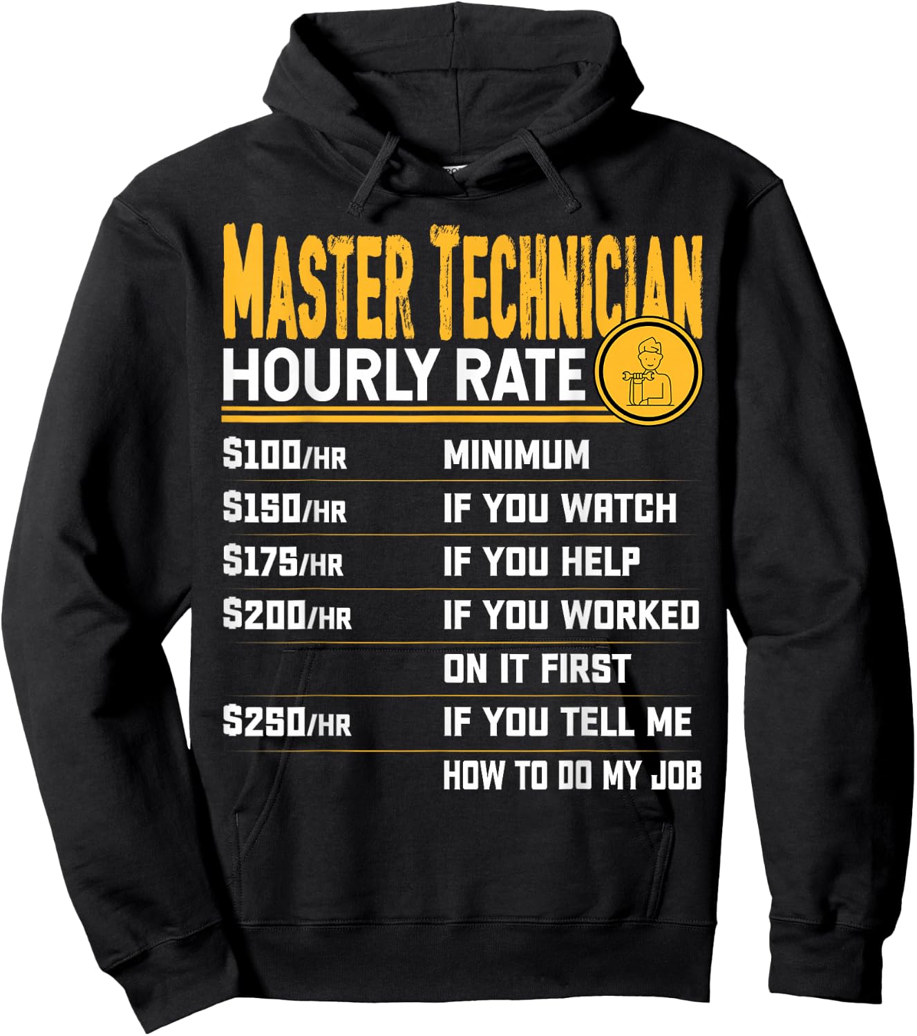 Master Technician Hourly Rate - Funny Master Mechanics Hoodie - Hoodie | Black
