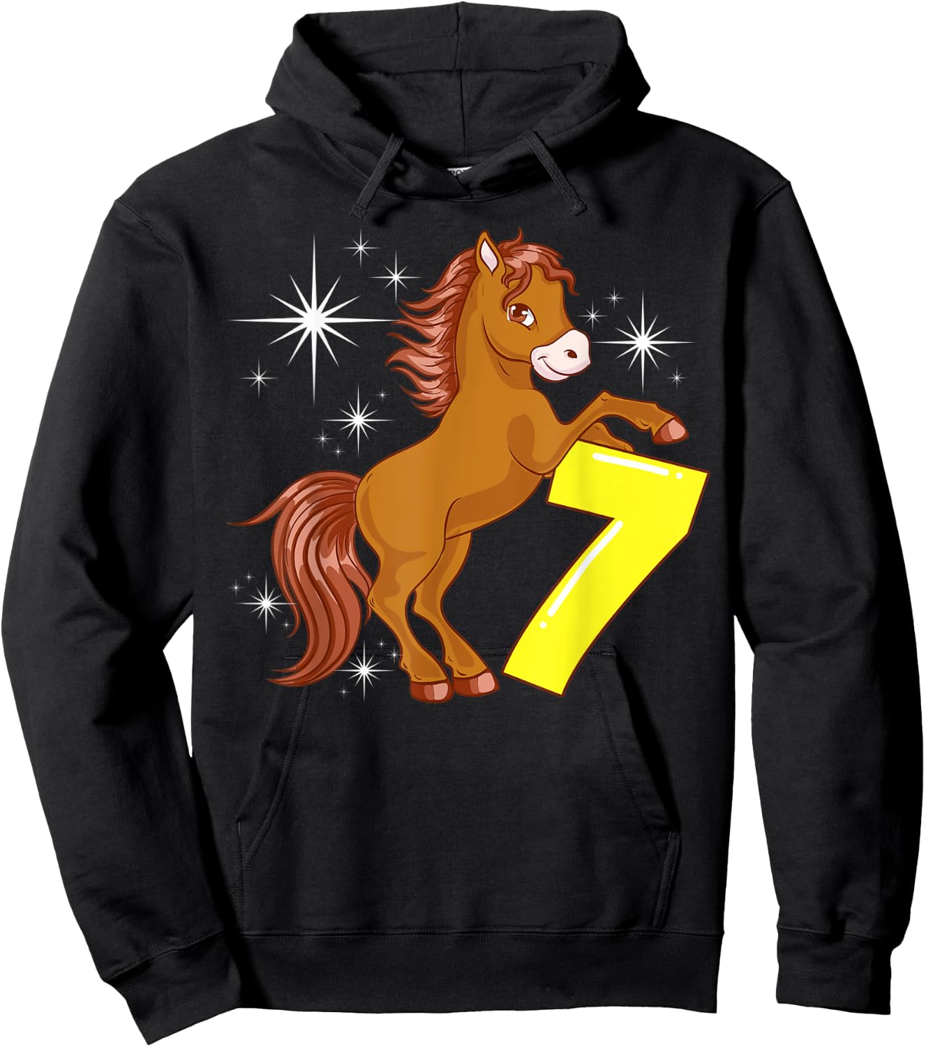 Kids 7th Birthday Girls Horse Riding Pony Rider 7 Years Old Hoodie - Hoodie | Black