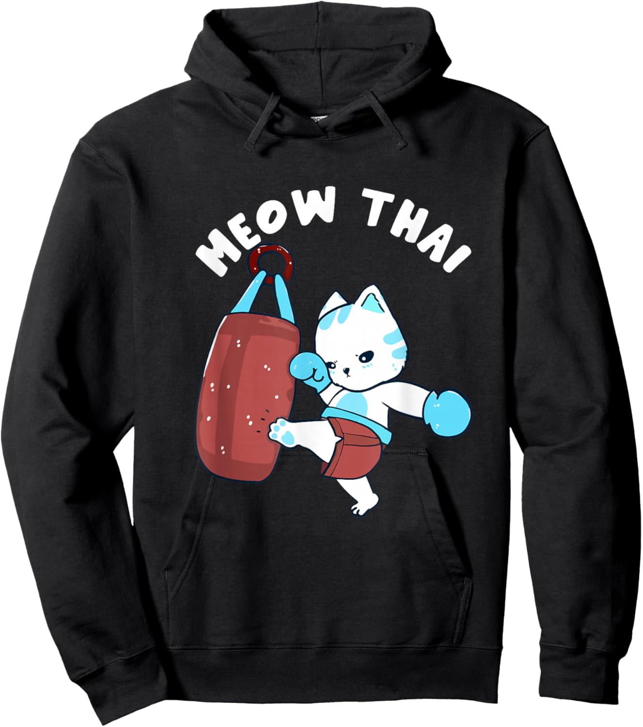 Muay Thai Cat Meow Thai Punching Bag Fighting Sport Hoodie - Hoodie | Black