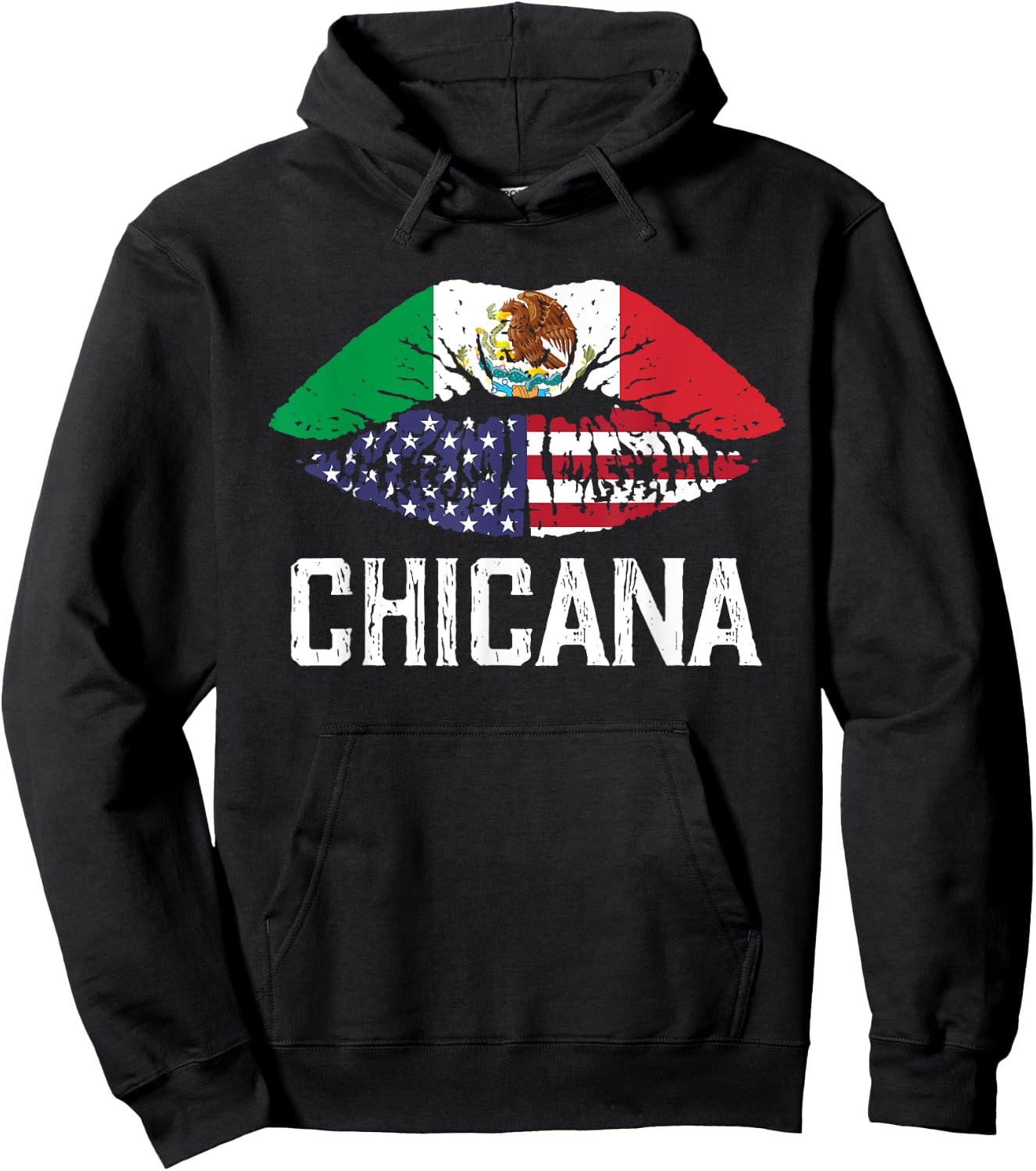 Chicana-Shirt Women Girls Kids Half American Half Mexican Hoodie - Hoodie | Black