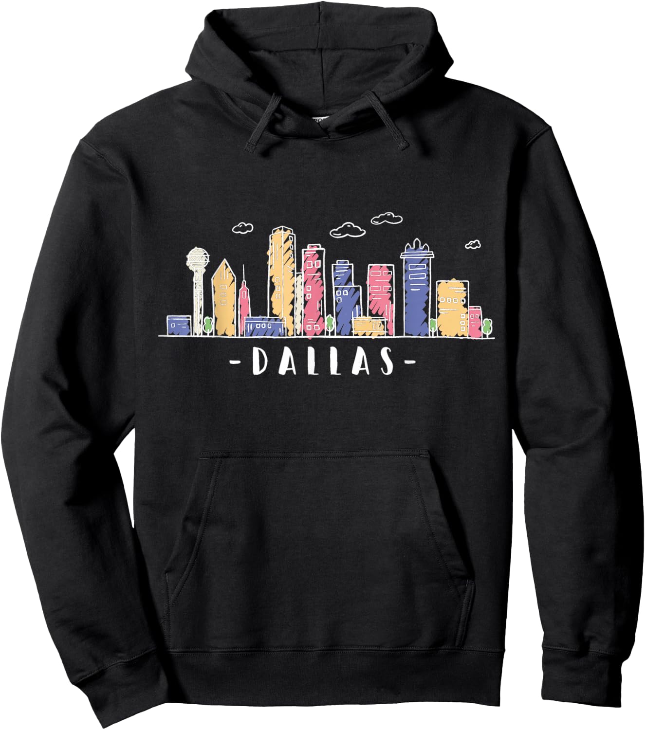 Dallas Texas Skyline Vintage Dallas TX Hoodie - Hoodie | Black