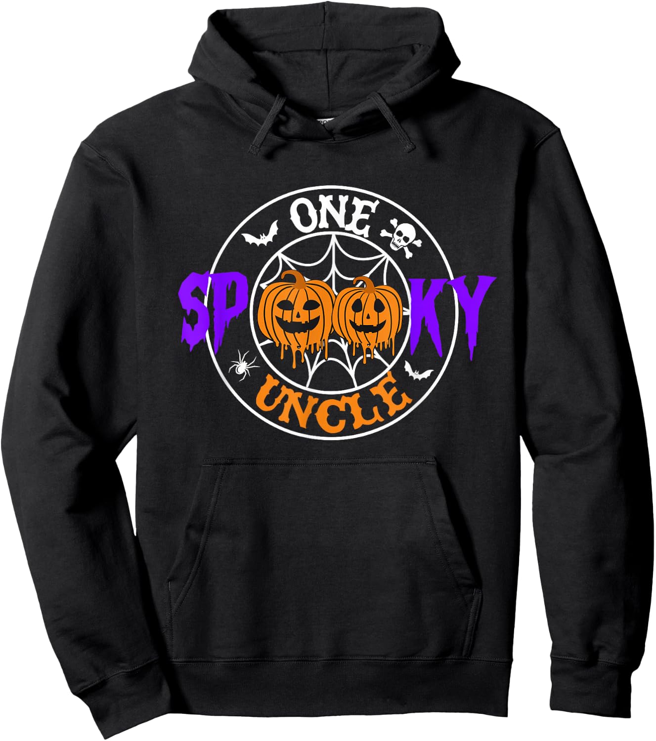 One Spooky Uncle Pumpkin Skeleton Halloween Costume Family Hoodie - Hoodie | Black