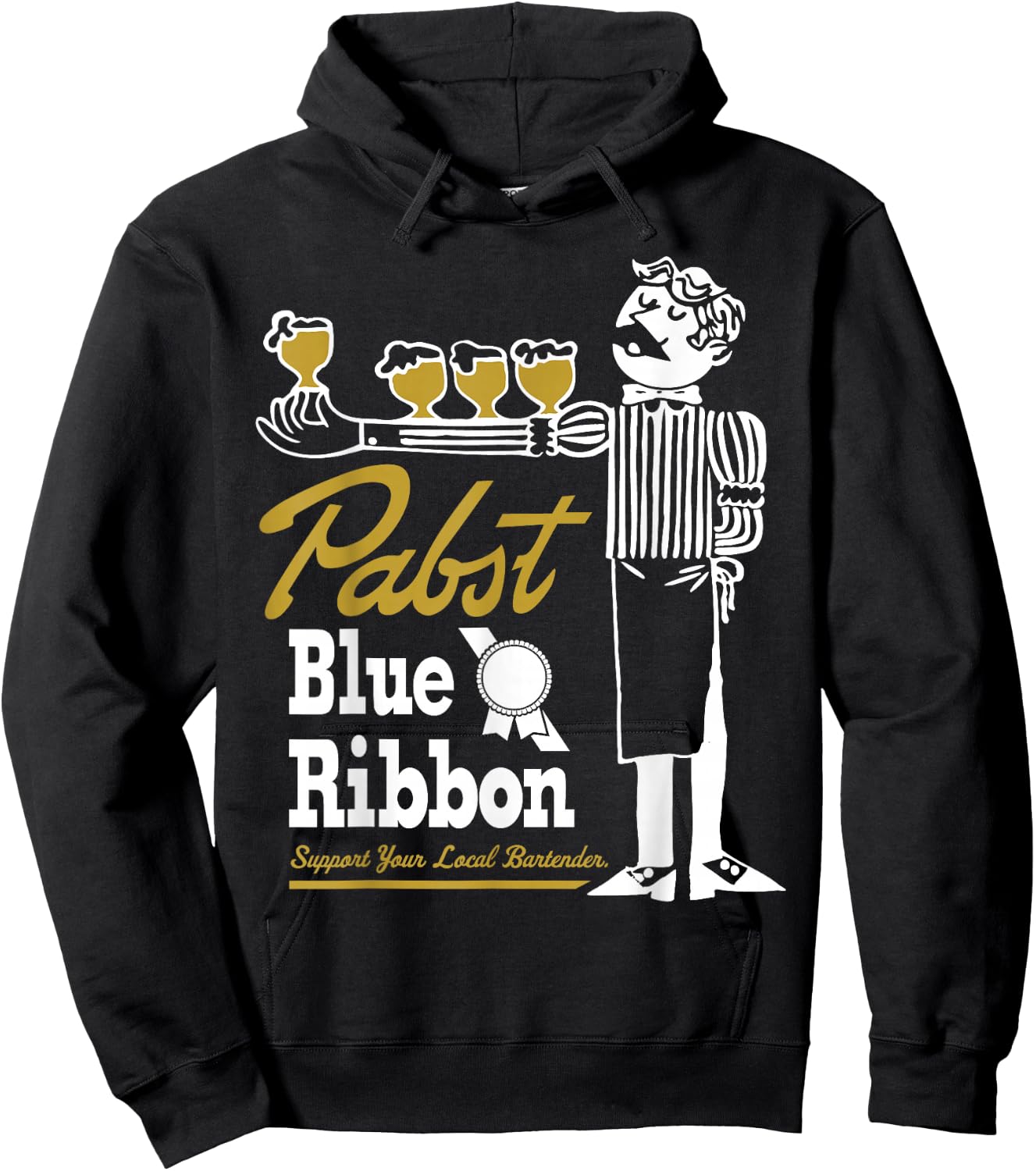 Pabst Blue Ribbon Retro Bartender Hoodie - Hoodie | Black
