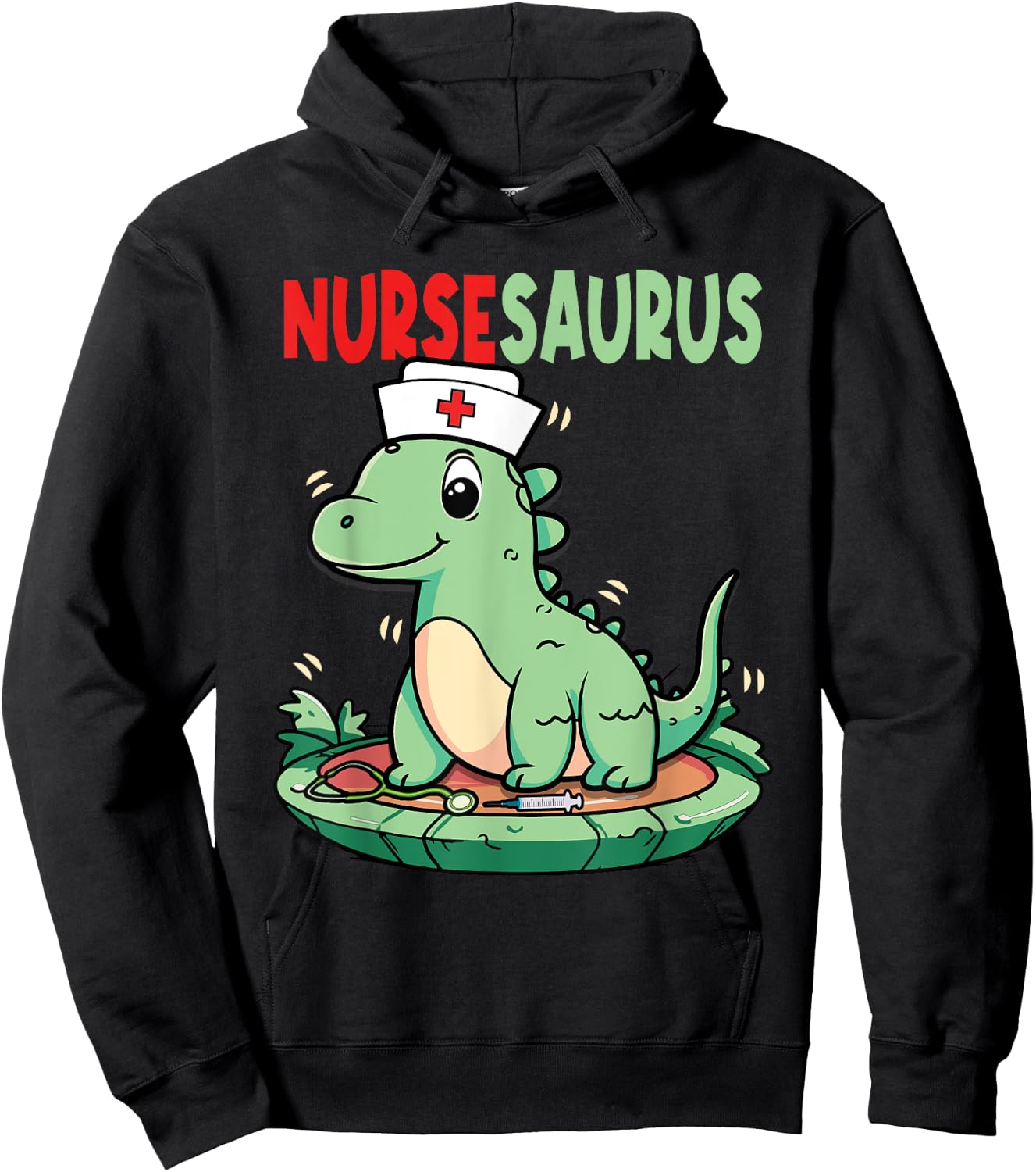 Nursesaurus Nurse T-Rex Dinosaur Nurses Hoodie - Hoodie | Black