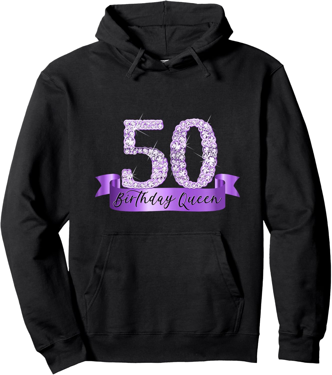 Birthday Queen I Number 50 Purple Decoration Banner I Party Outfit Hoodie - Hoodie | Black