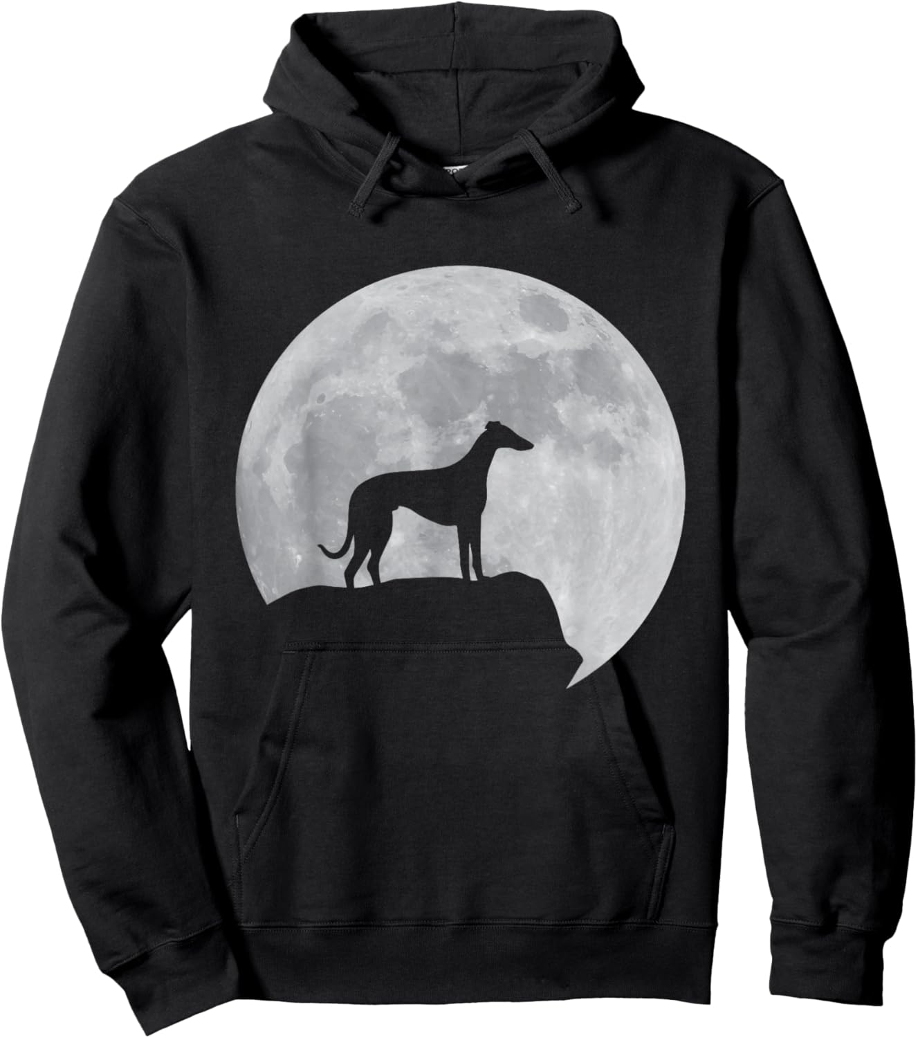 Moon And Dog Silhouette - Whippet Hoodie - Hoodie | Black
