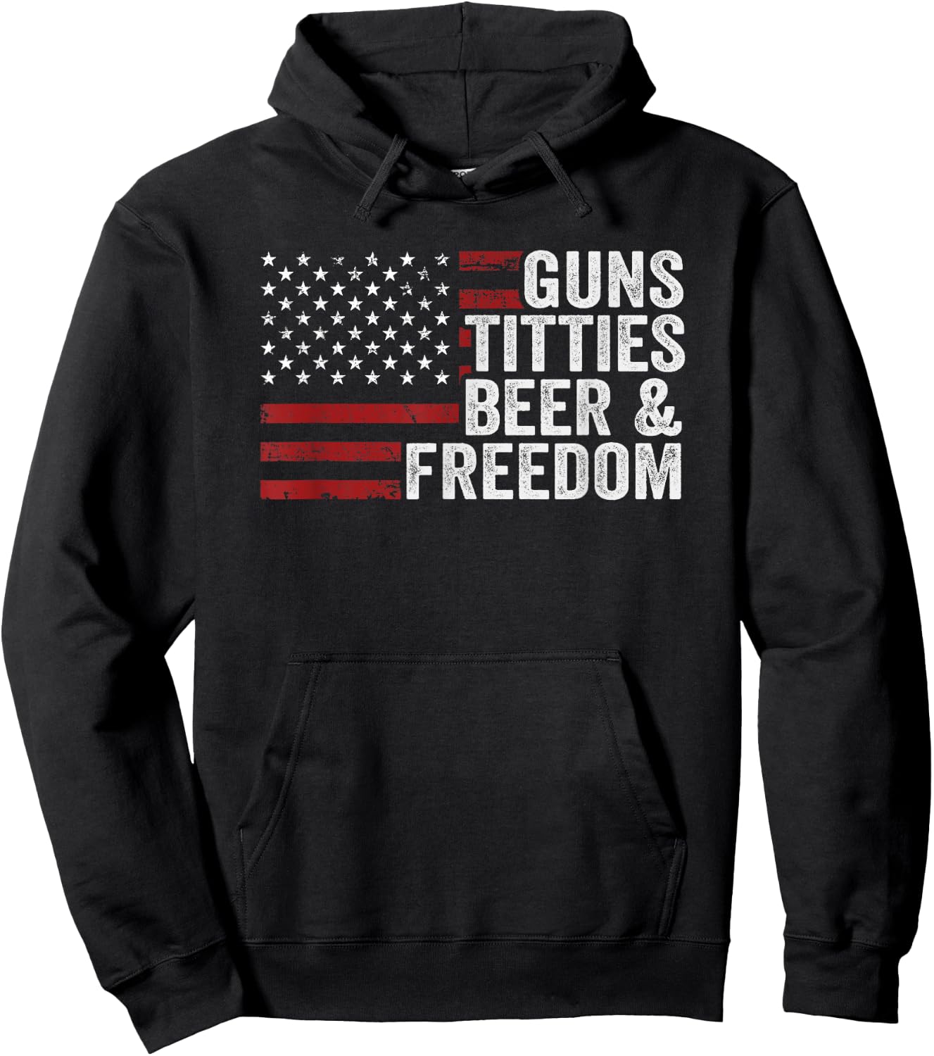 Guns Titties Beer & Freedom - Funny Drinking USA Joke Hoodie - Hoodie | Black