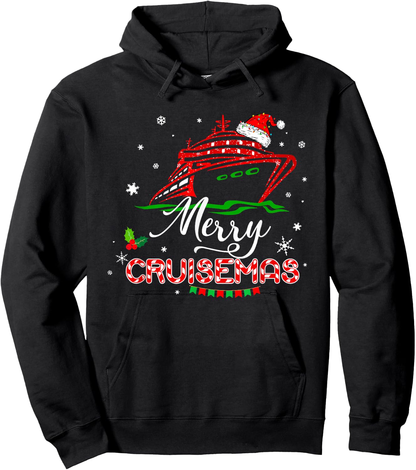 Funny Family Cruise Christmas Merry Cruisemas Boat Trip Xmas Hoodie - Hoodie | Black