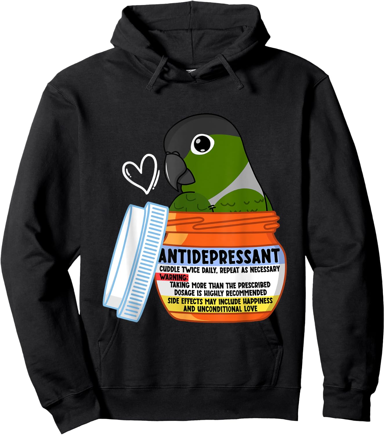 Cute Antidepressant Parrot I Green Cheek Conure Hoodie - Hoodie | Black