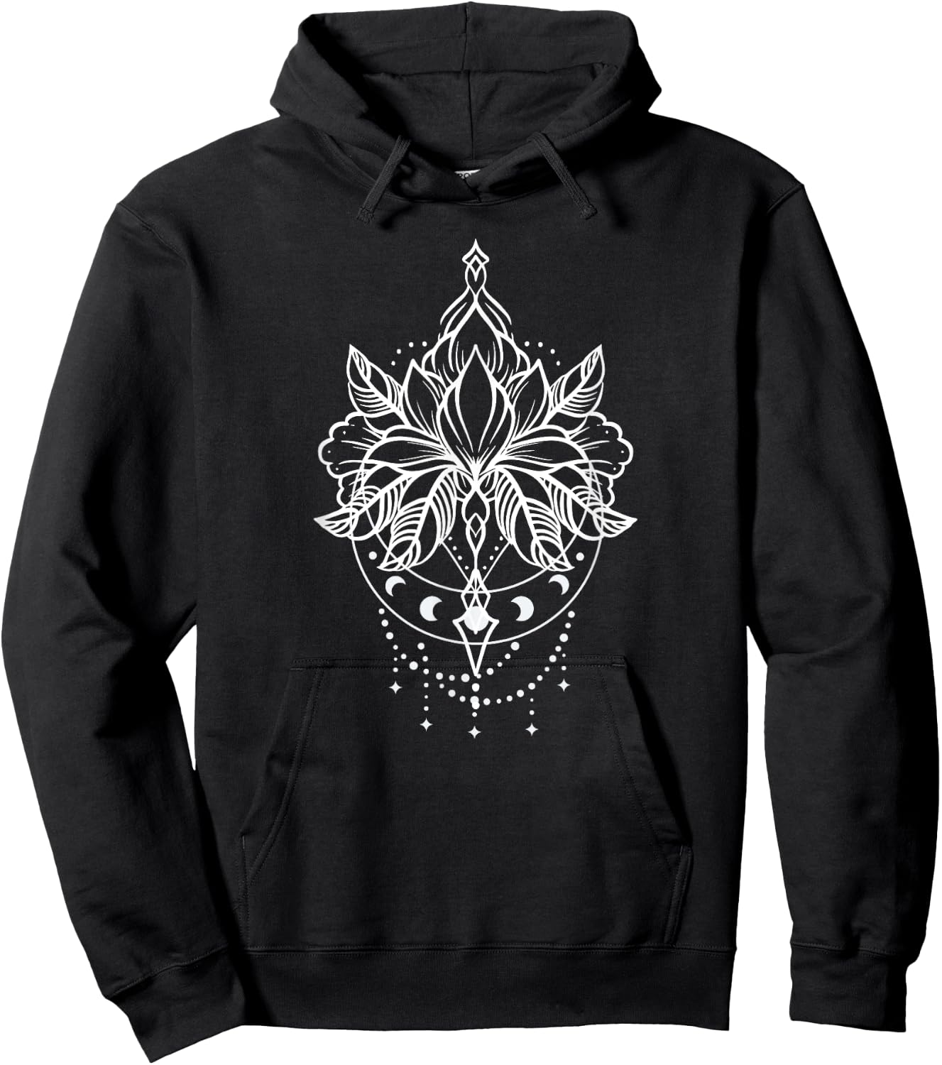 Mandala Lotus Flower Moon Phases Boho Women's Spiritual Hoodie - Hoodie | Black