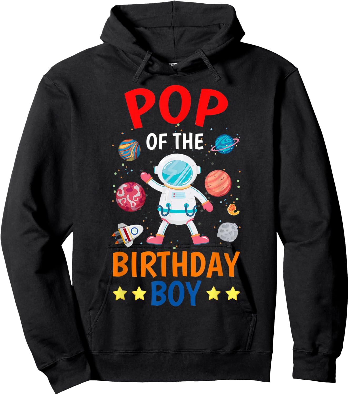 Pop Of The Birthday Boy Space Planet Theme Bday Party Hoodie - Hoodie | Black