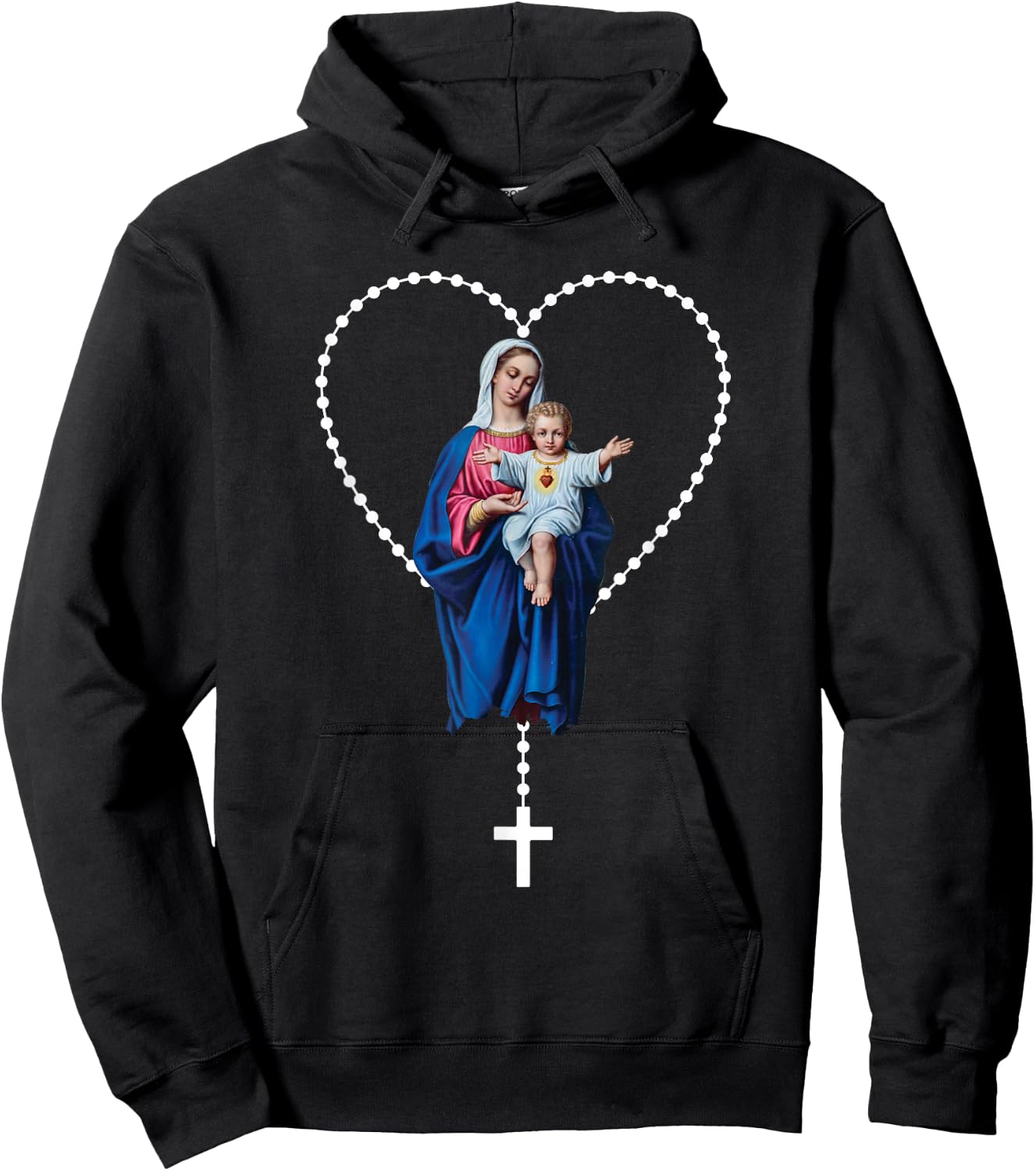 Holy Rosary Mama Mary Jesus Hoodie - Hoodie | Black