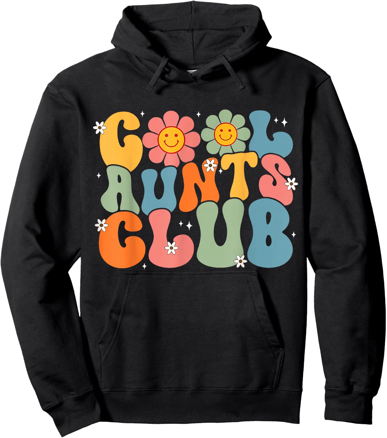 Cool Aunts Club Groovy Retro Smile Aunt Auntie Mother's Day Hoodie - Hoodie | Black