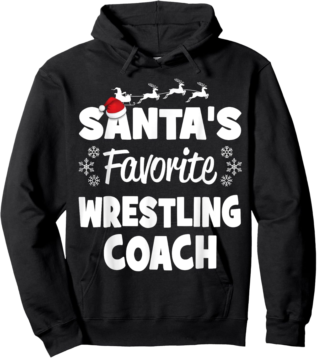 Santa's Favorite Wrestling Coach Funny Christmas Matching Hoodie - Hoodie | Black