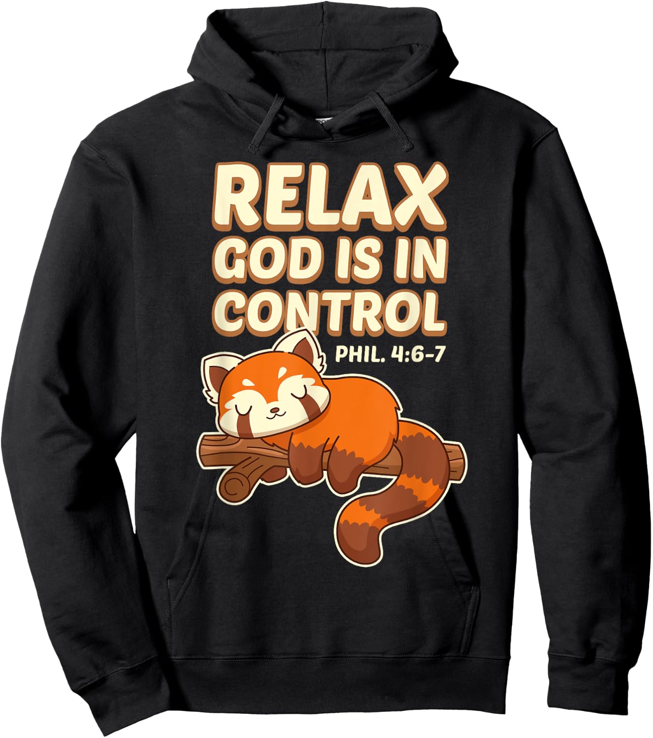 Inspiring Bible Quote With Red Panda - God Is In Control Hoodie - Hoodie | Black