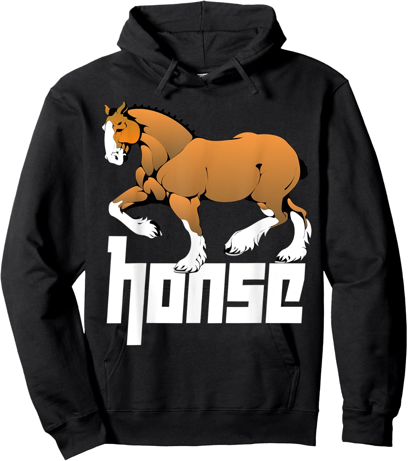 Honse Meme, Big Funny Muscular Horse Hoodie - Hoodie | Black