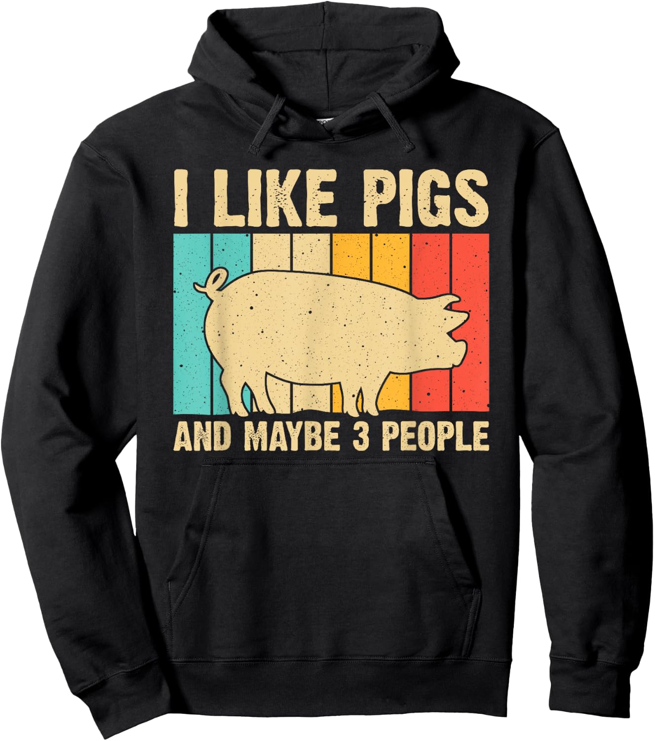 Funny Pig Women Farm Animal Swine Vintage Pig Lovers Hoodie - Hoodie | Black