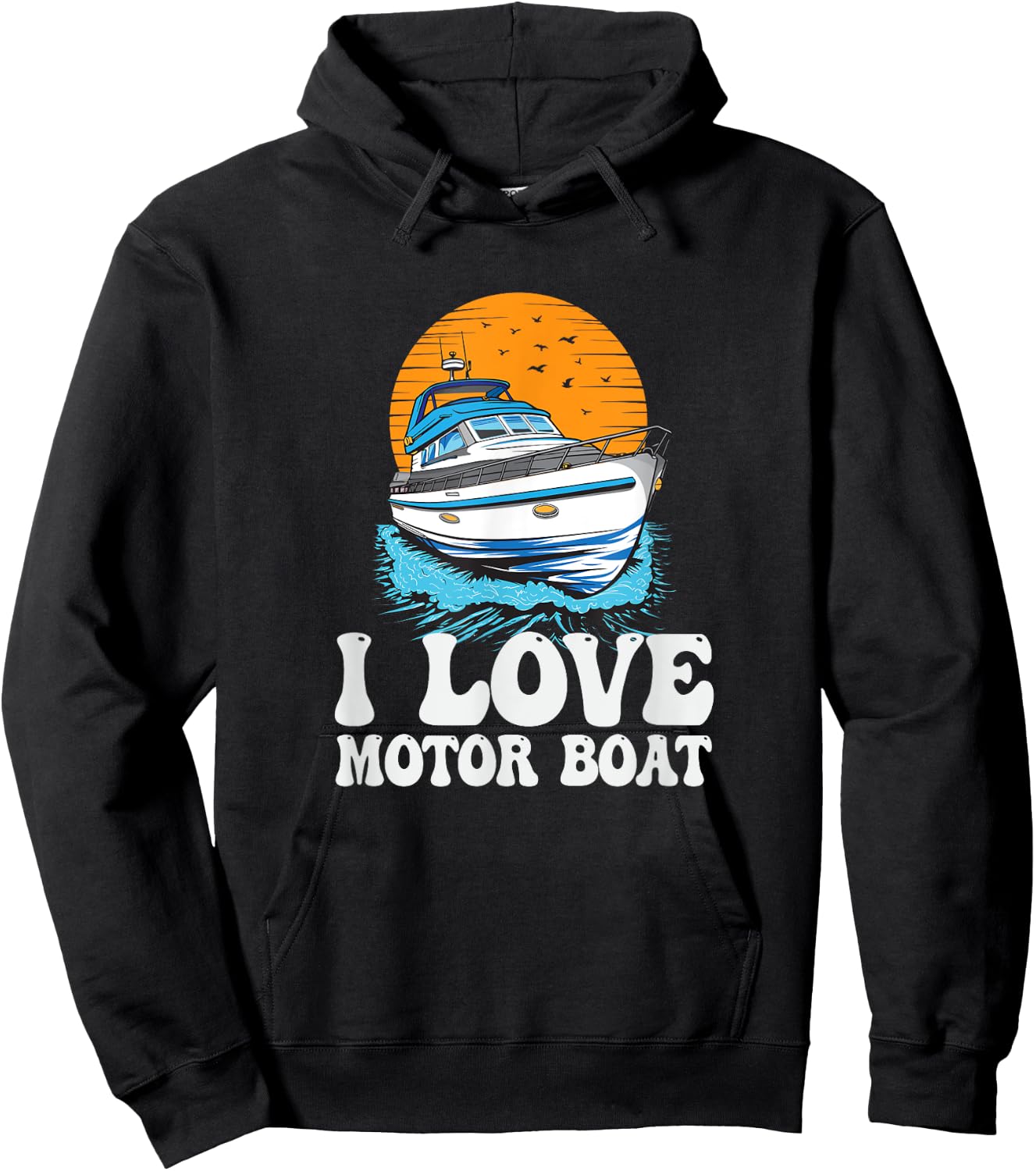 I Love Motor Boat Parade Motorboating Quote Pontooning Hoodie - Hoodie | Black