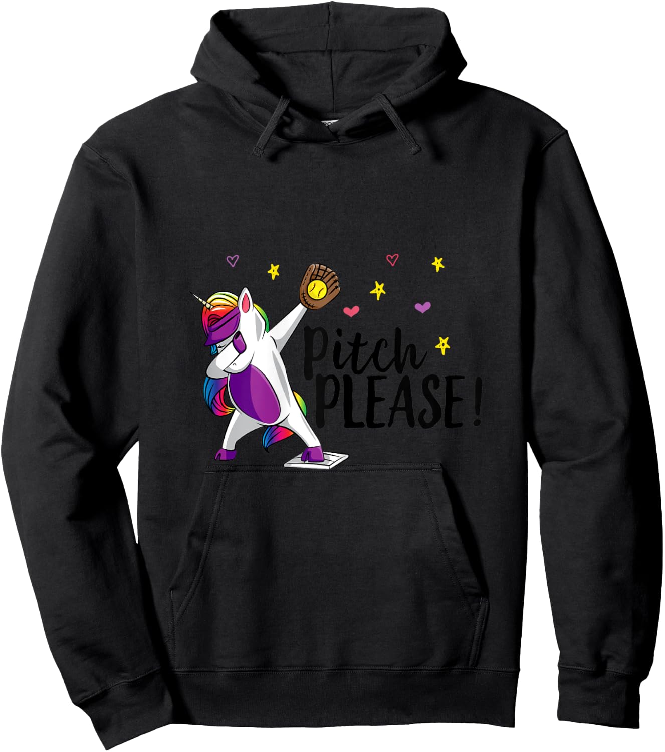 Dabbing Unicorn Funny Softball Pitcher Girls Pitch Please Hoodie - Hoodie | Black