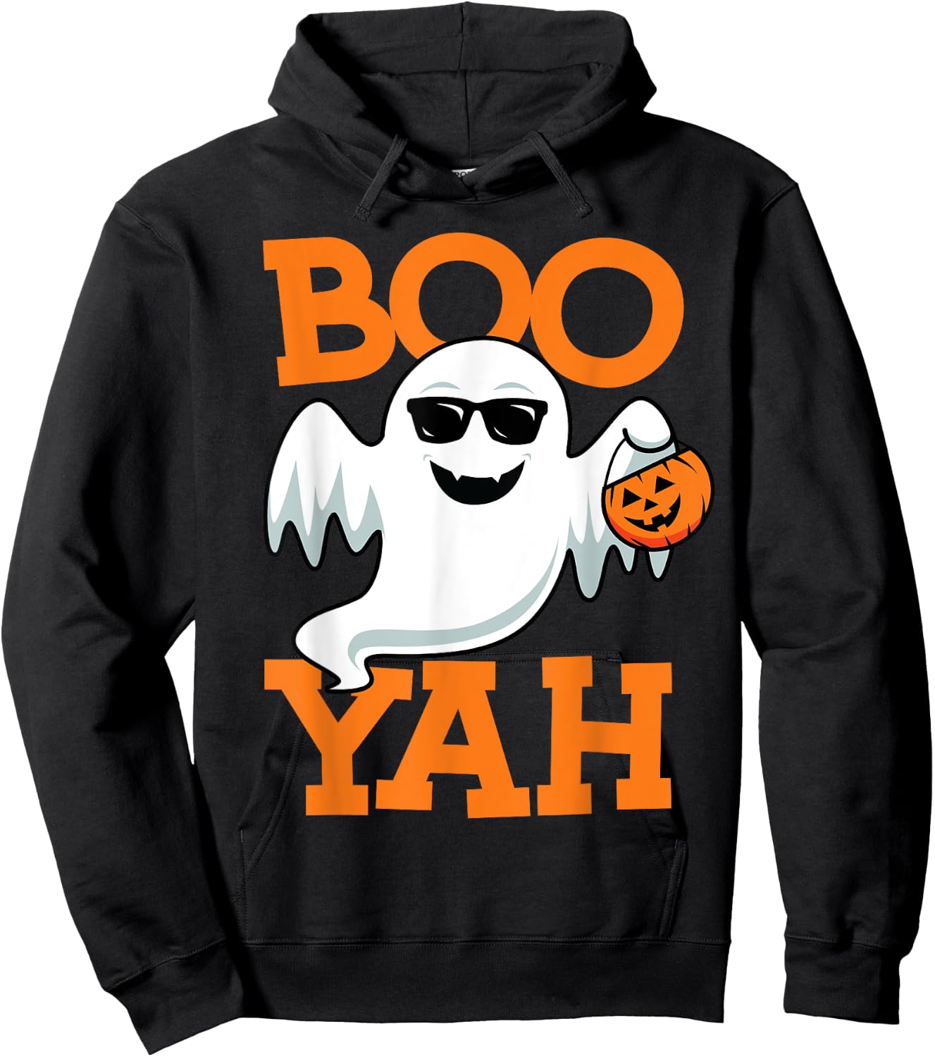Ghost Boo Yah Funny Halloween Shirt Spooky Booyah Boys Girls Hoodie - Hoodie | Black