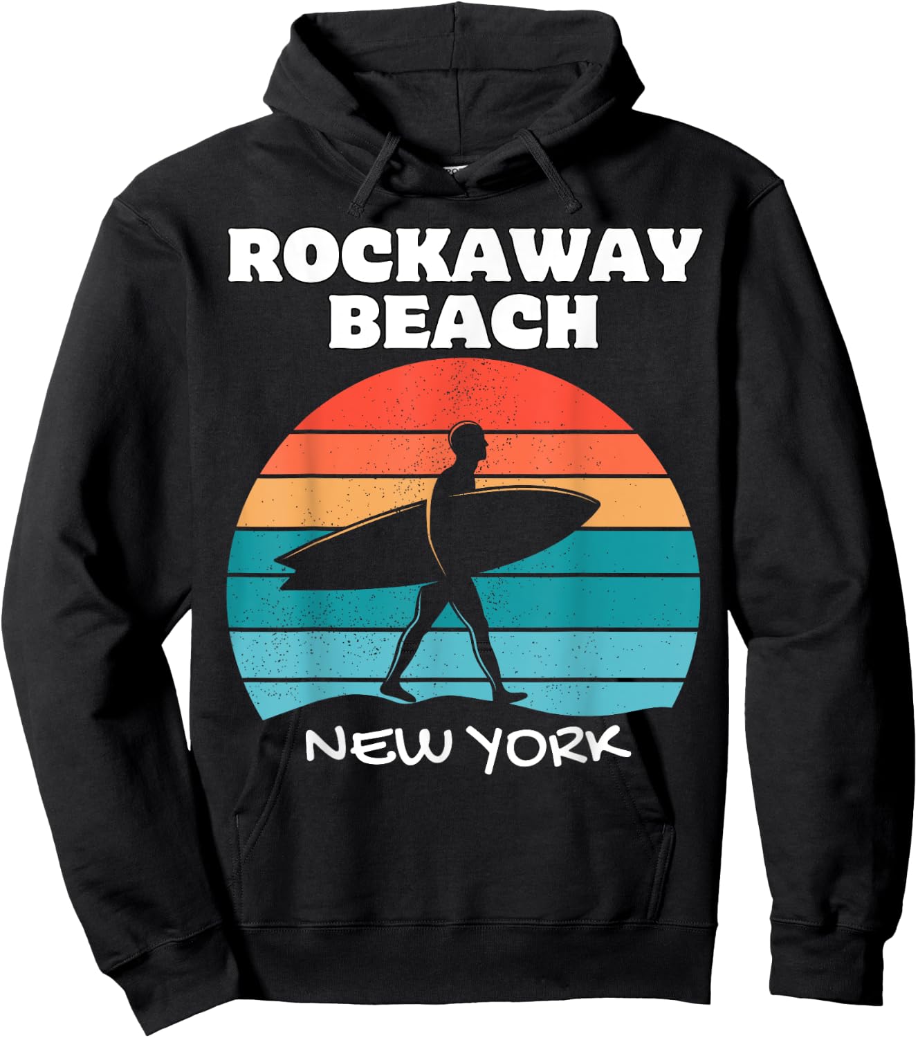 ROCKAWAY BEACH NEW YORK SURF VINTAGE SUNSET SURFING Women Girls Kids Hoodie - Hoodie | Black