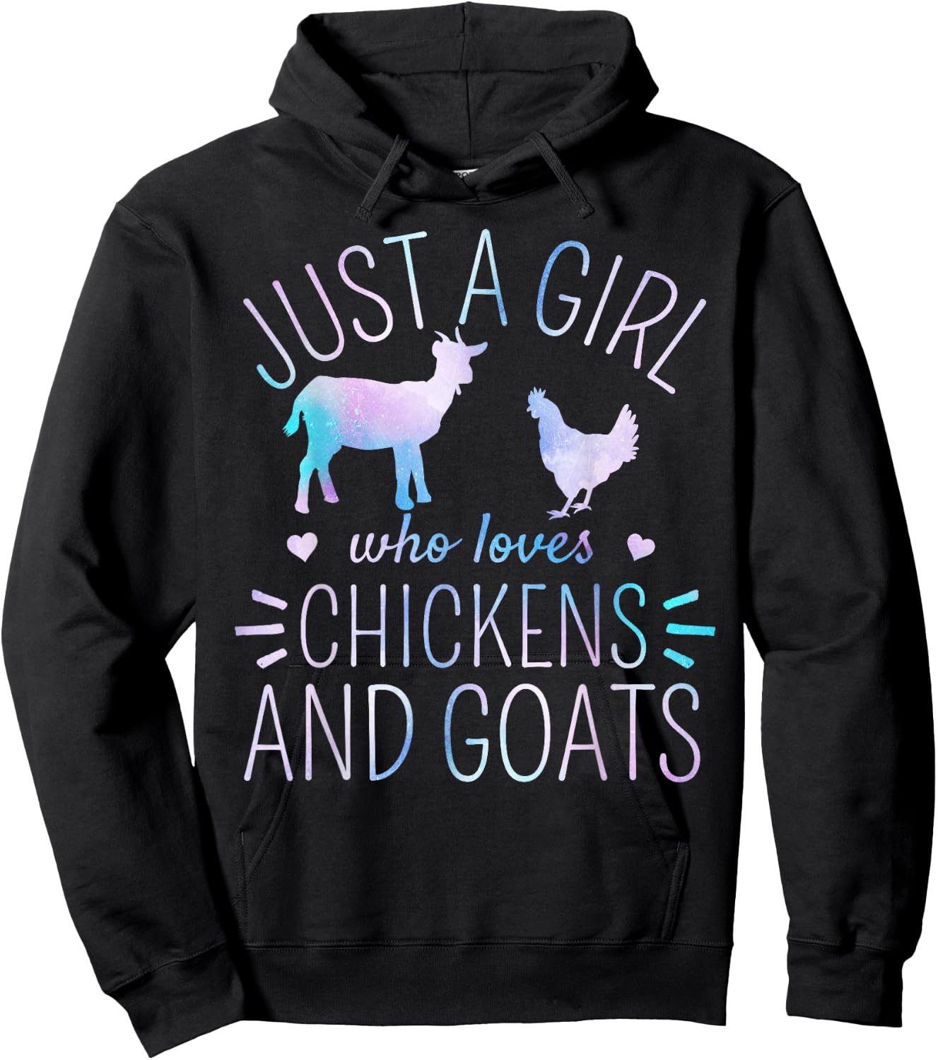 Just A Girl Who Loves Chickens And Goats Farmer Girls Hoodie - Hoodie | Black